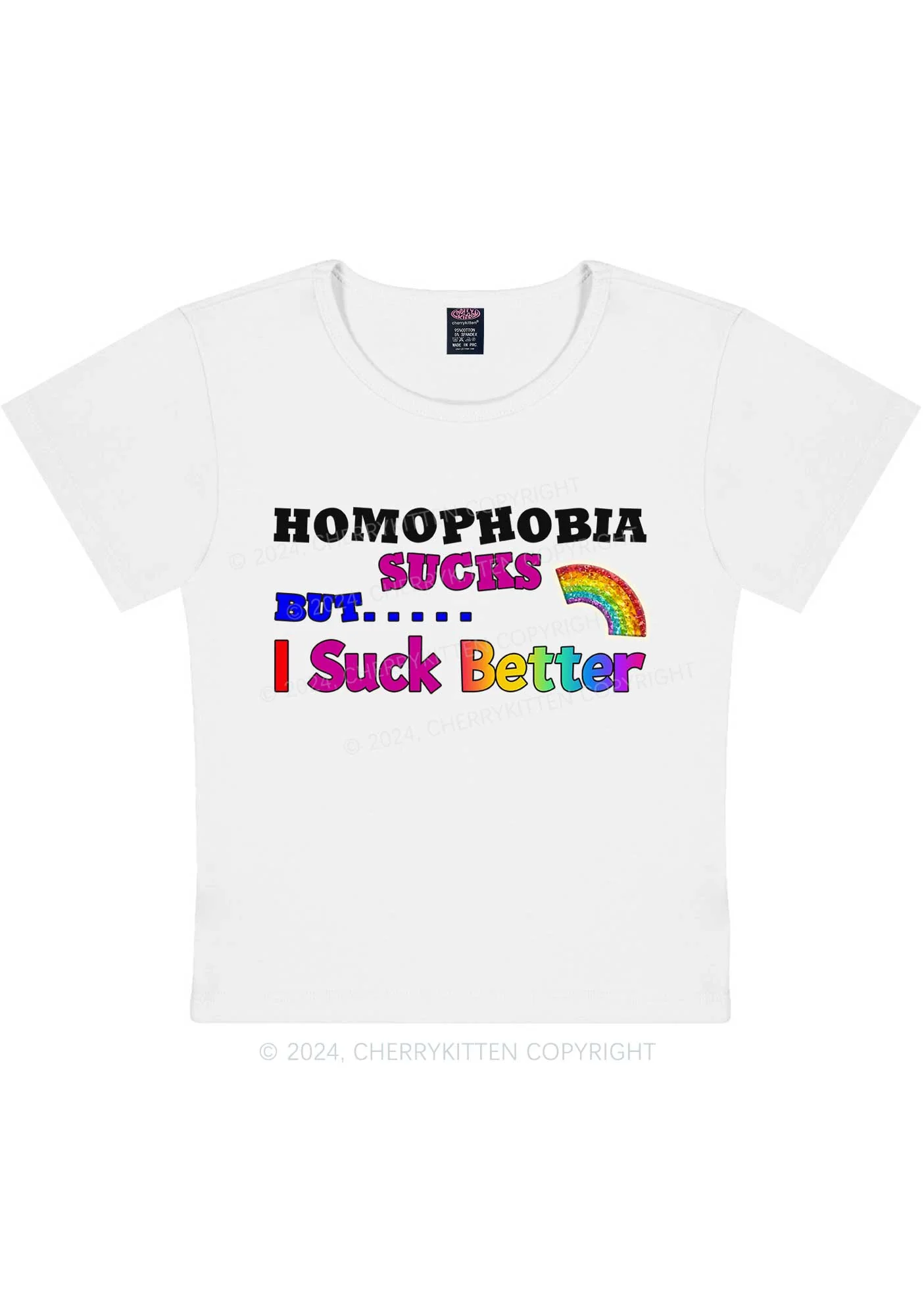 Homophobia Sucks Y2K Baby Tee Cherrykitten - Image 5