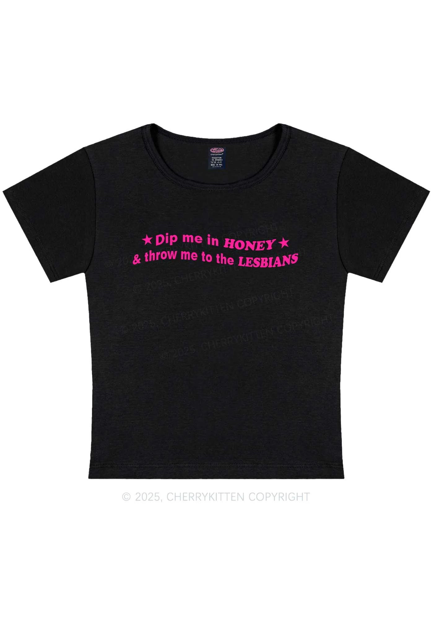 Honey Lesbians Pride Y2K Baby Tee Cherrykitten - Image 4