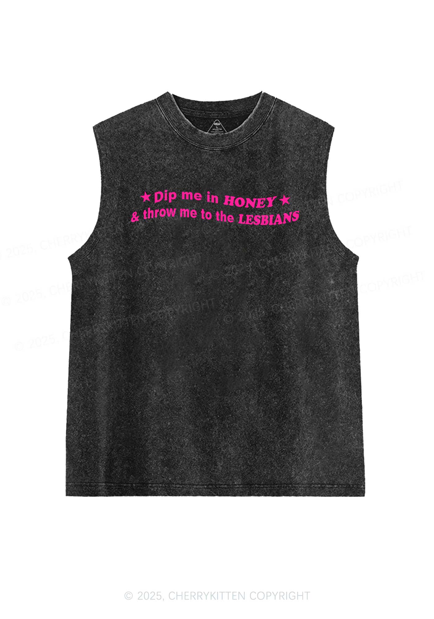 Honey Lesbians Pride Y2K Washed Muscle Tank Cherrykitten - Image 3