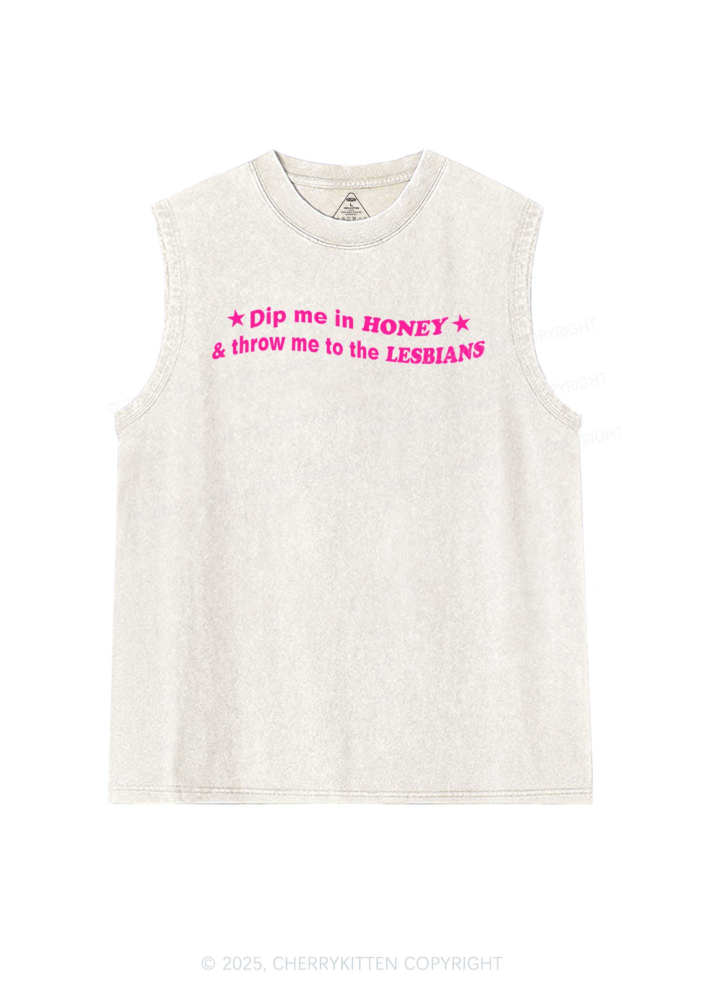 Honey Lesbians Pride Y2K Washed Muscle Tank Cherrykitten - Image 4