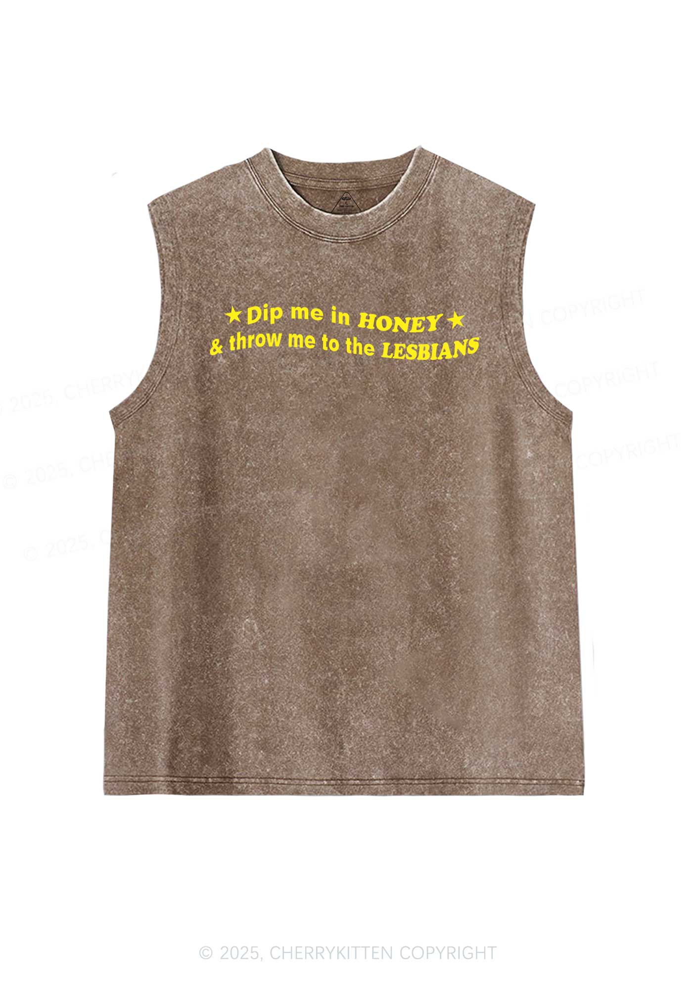 Honey Lesbians Pride Y2K Washed Muscle Tank Cherrykitten - Image 5