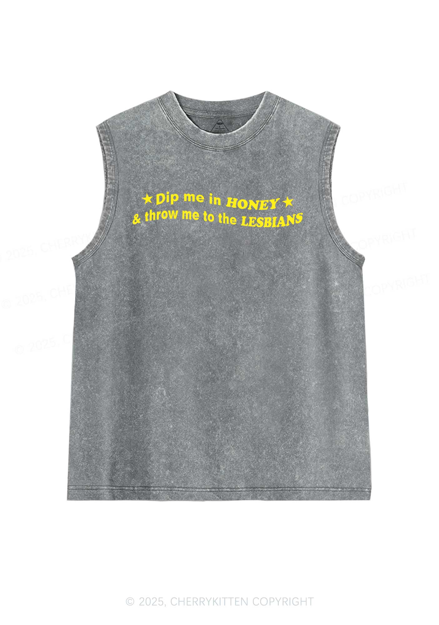 Honey Lesbians Pride Y2K Washed Muscle Tank Cherrykitten - Image 6