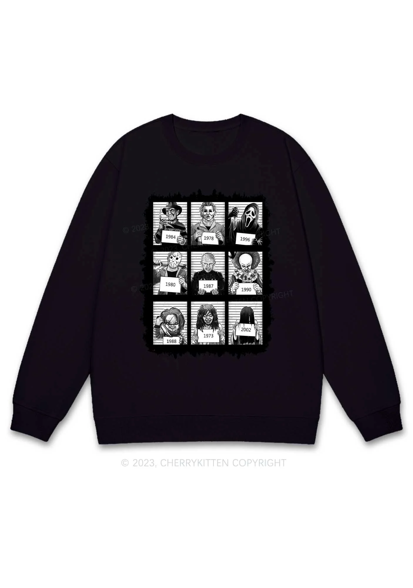 Horror Movie Characters Y2K Sweatshirt Cherrykitten - Image 3