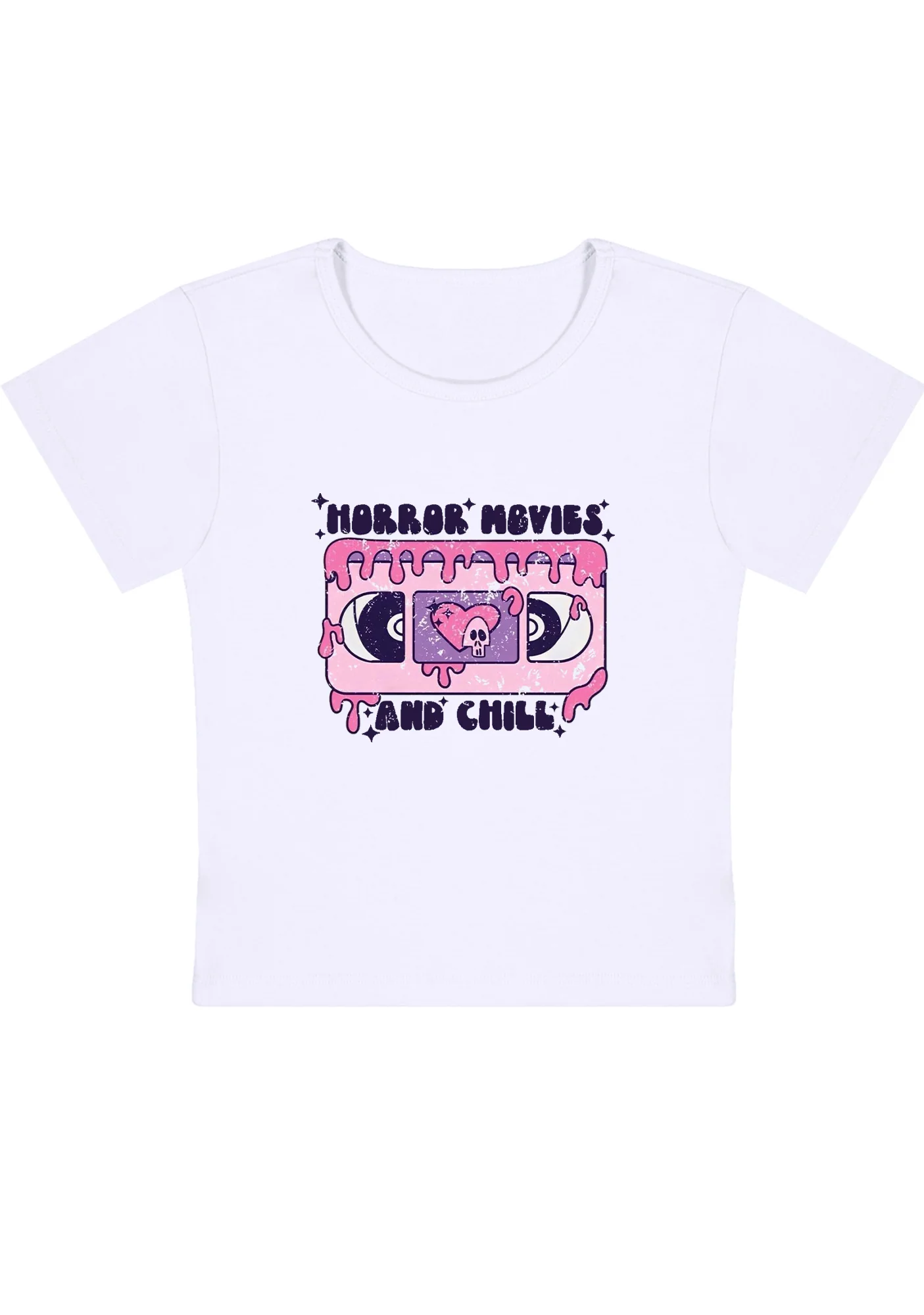 Horror Movies And Chill Y2K Baby Tee - Image 3