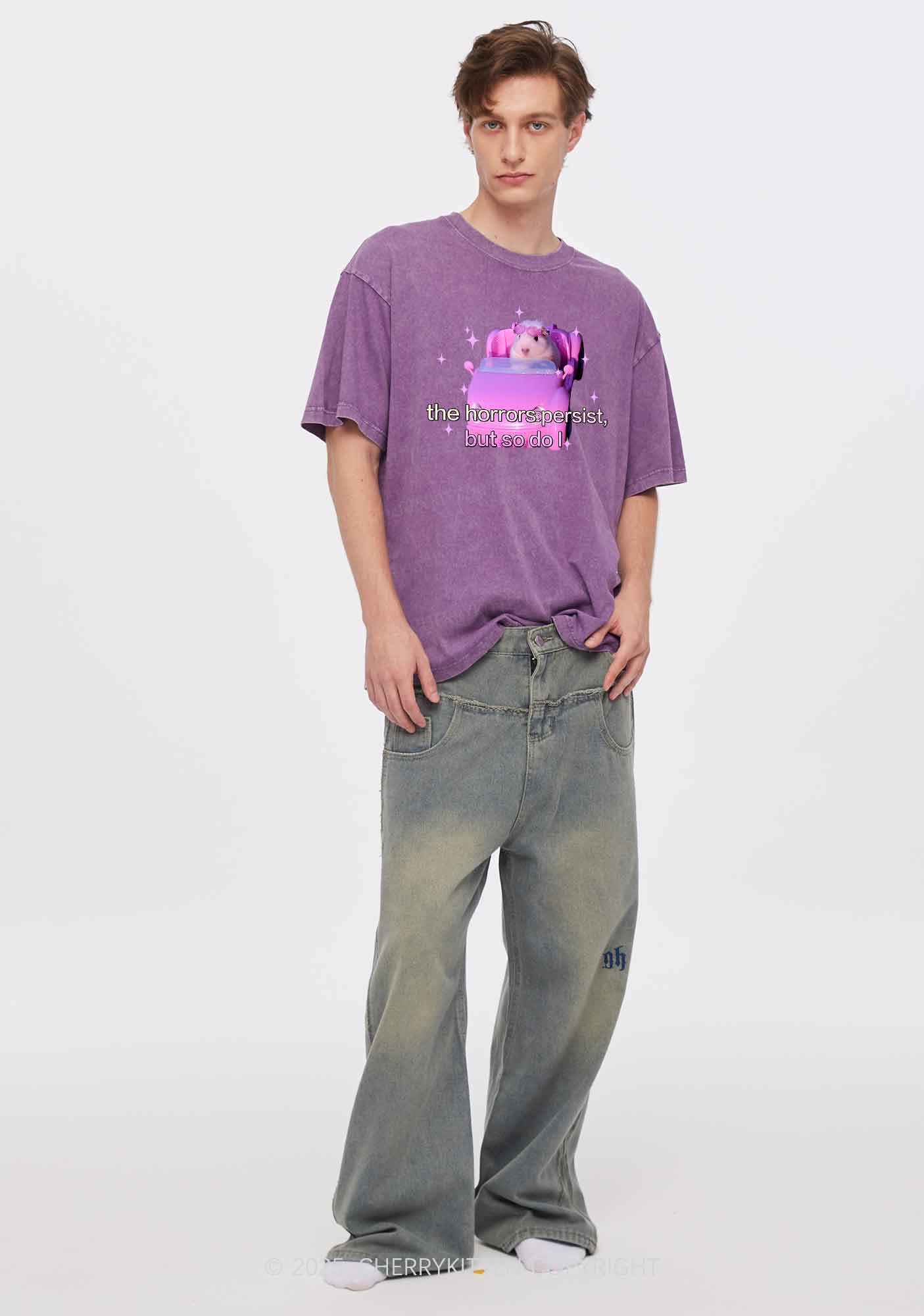 Horrors Persist Y2K Washed Tee Cherrykitten - Image 3