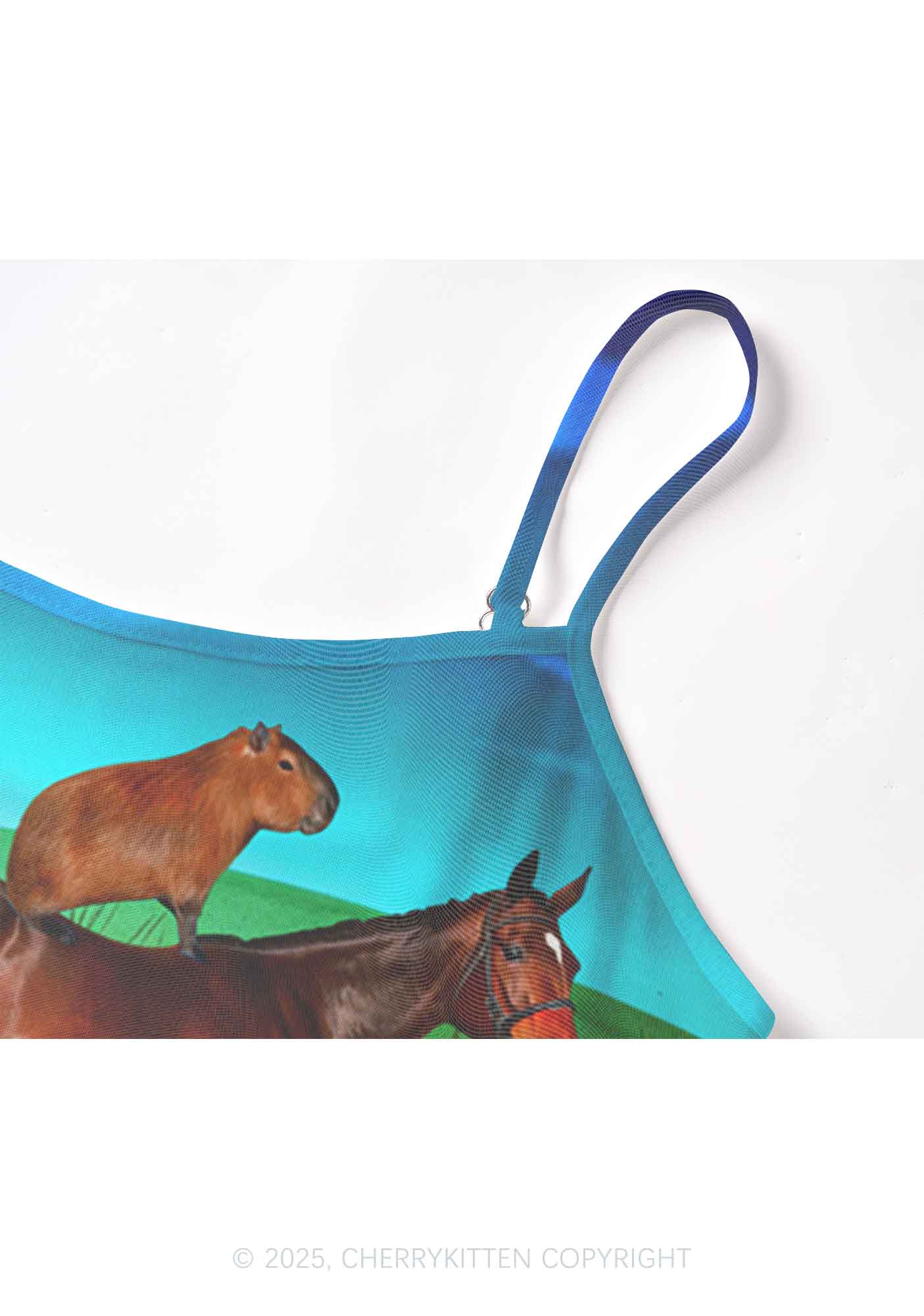 Horseback Capybara Y2K Mesh Cami Tank Cherrykitten - Image 5