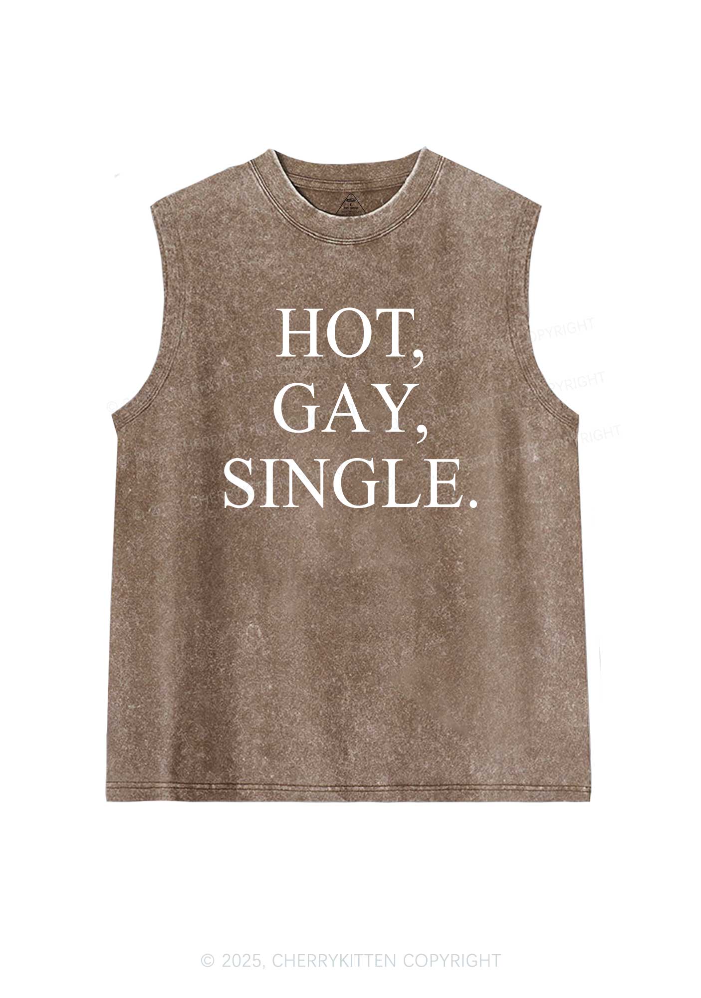 Hot Gay Single Pride Y2K Washed Muscle Tank Cherrykitten - Image 6