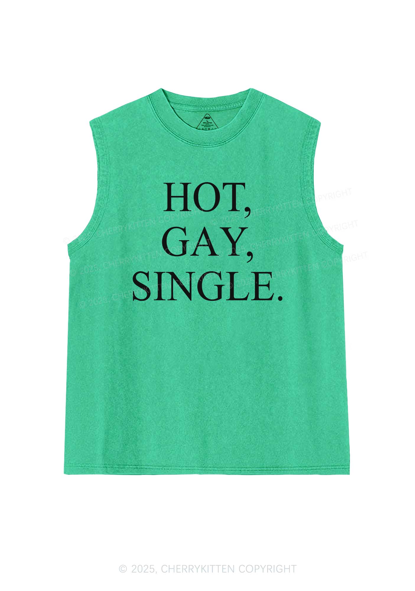Hot Gay Single Pride Y2K Washed Muscle Tank Cherrykitten - Image 7