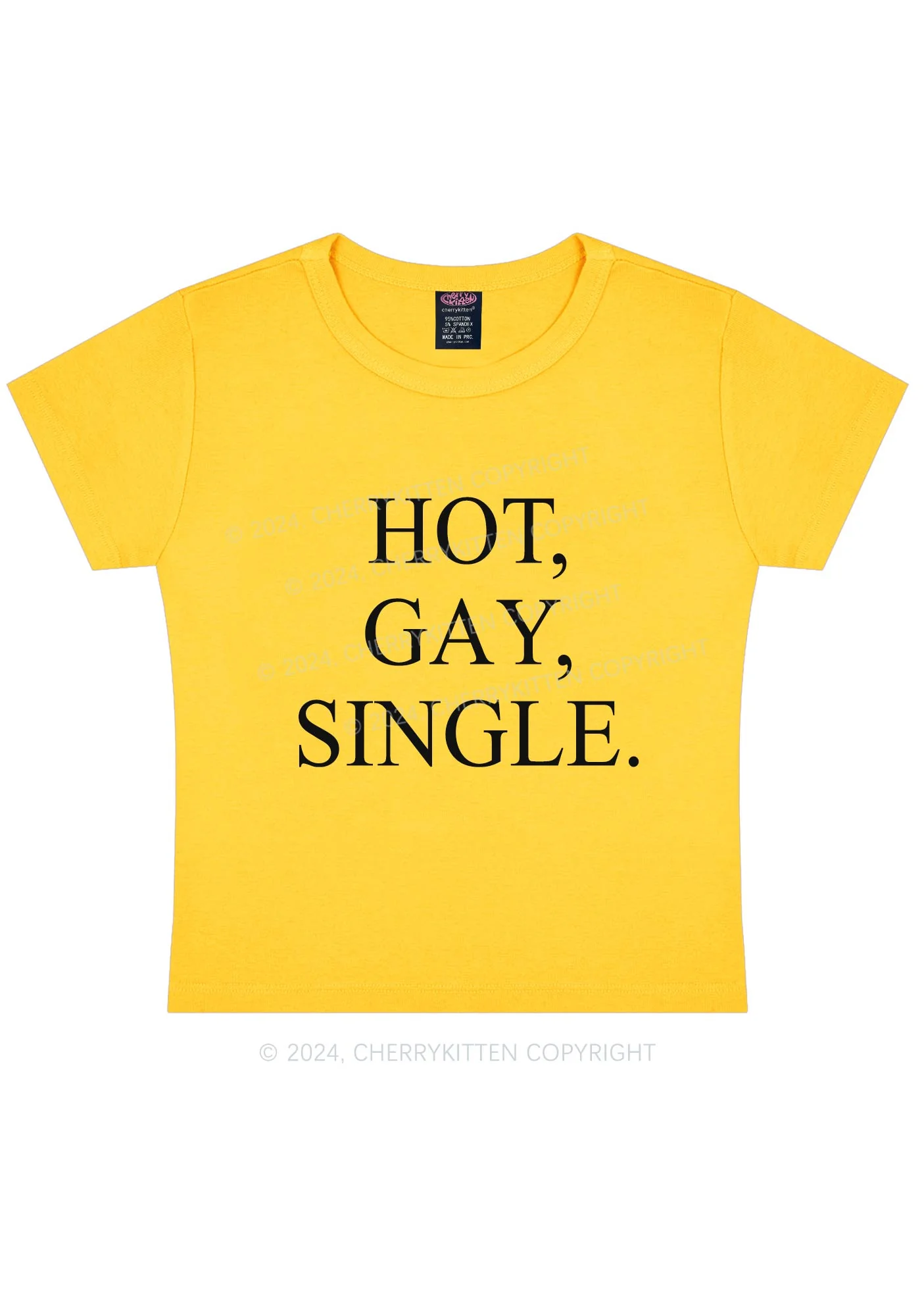 Hot Gay Single Y2K Baby Tee Cherrykitten - Image 2