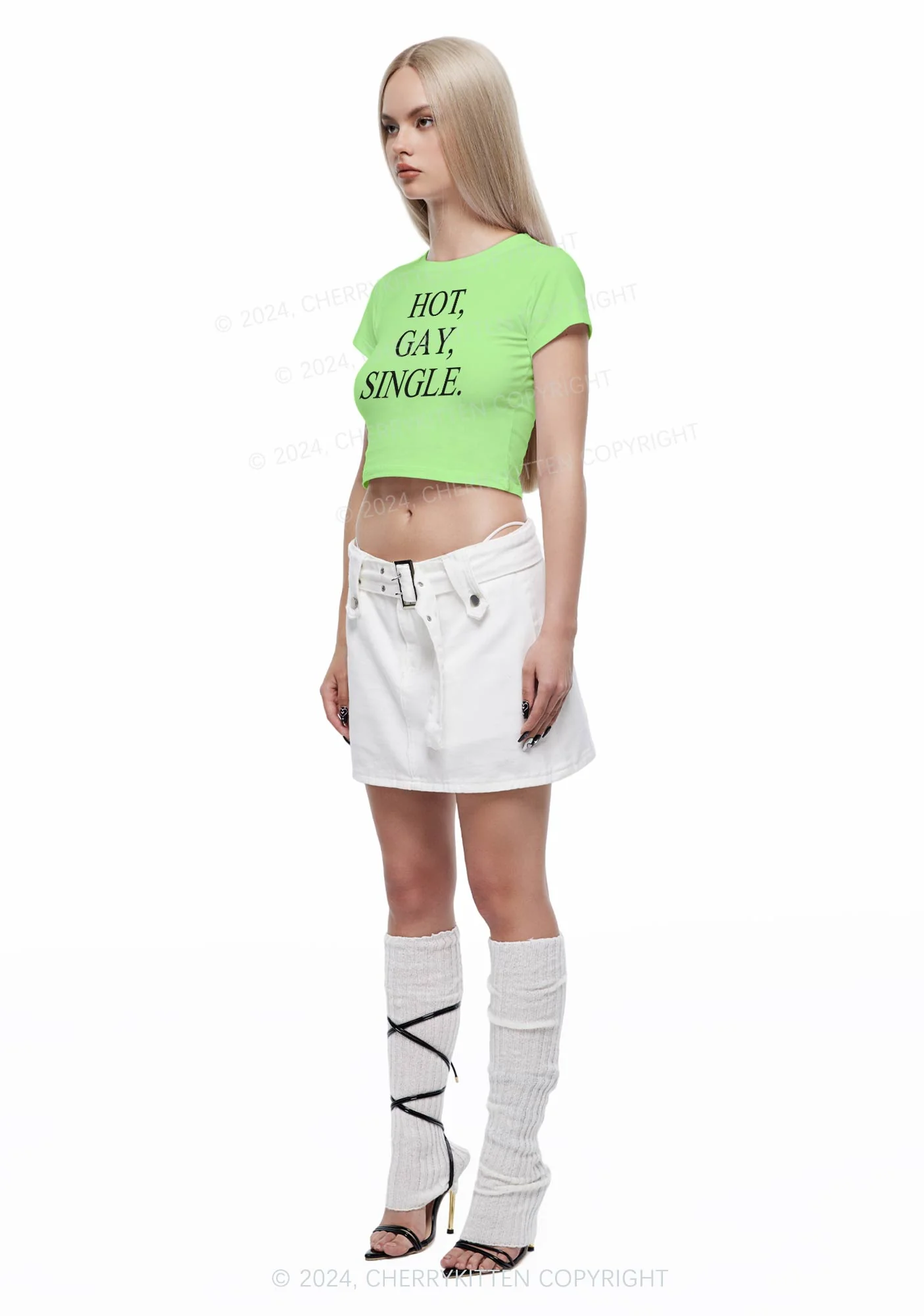 Hot Gay Single Y2K Baby Tee Cherrykitten - Image 4
