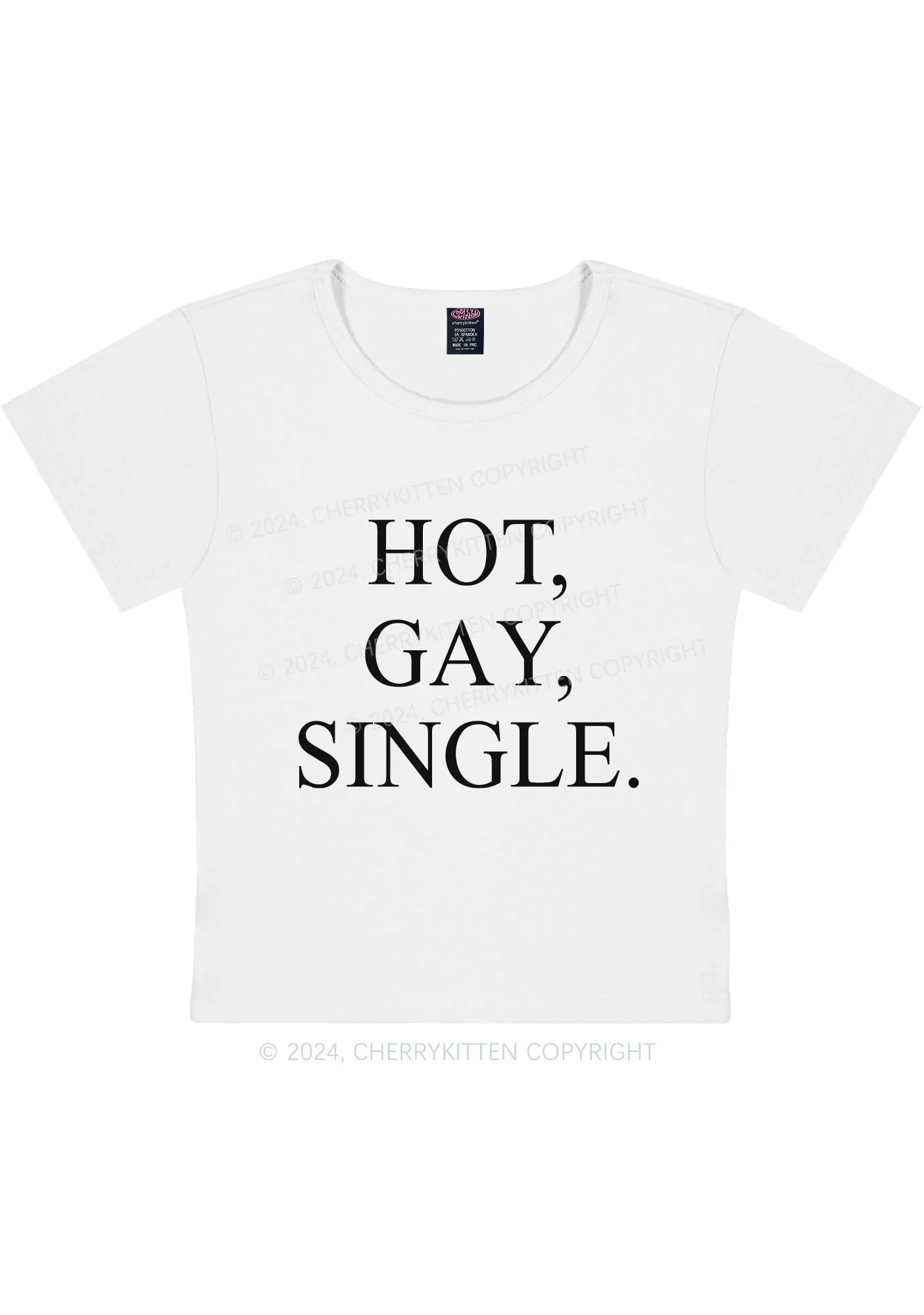 Hot Gay Single Y2K Baby Tee Cherrykitten - Image 5