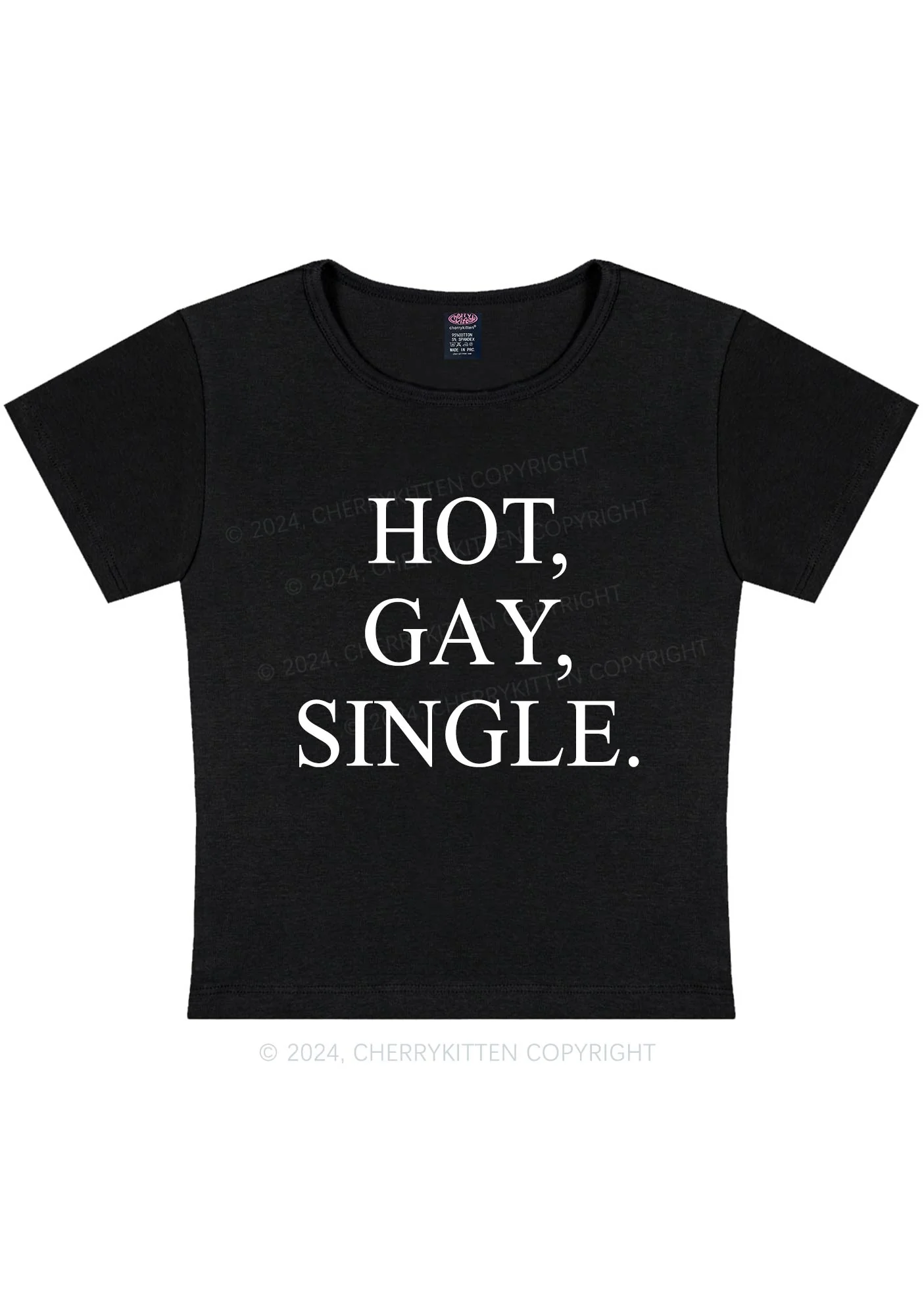 Hot Gay Single Y2K Baby Tee Cherrykitten - Image 6