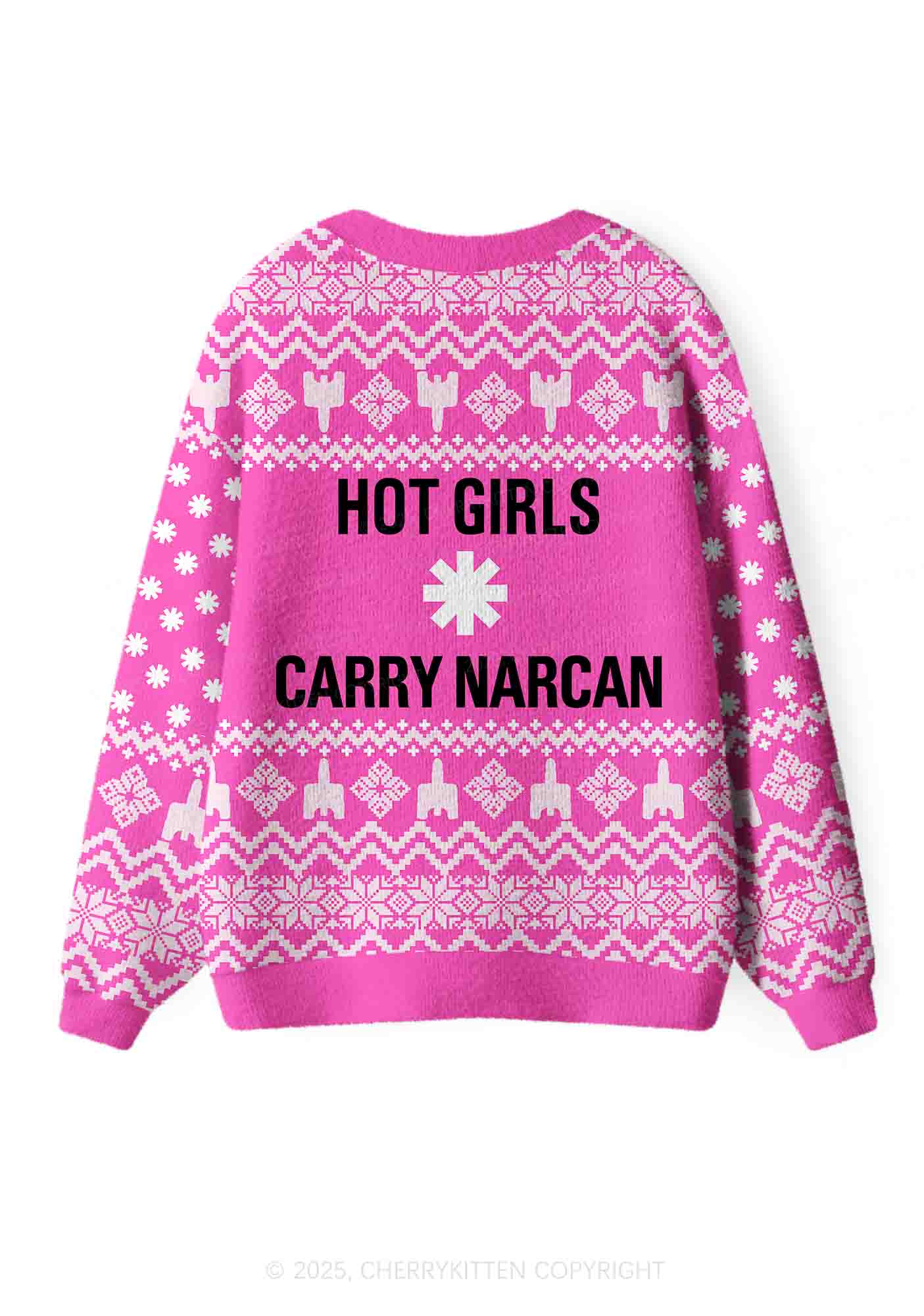 Hot Girls Carry Nxrcan Y2K Christmas Cardigan Knit Sweatshirt Cherrykitten - Image 3