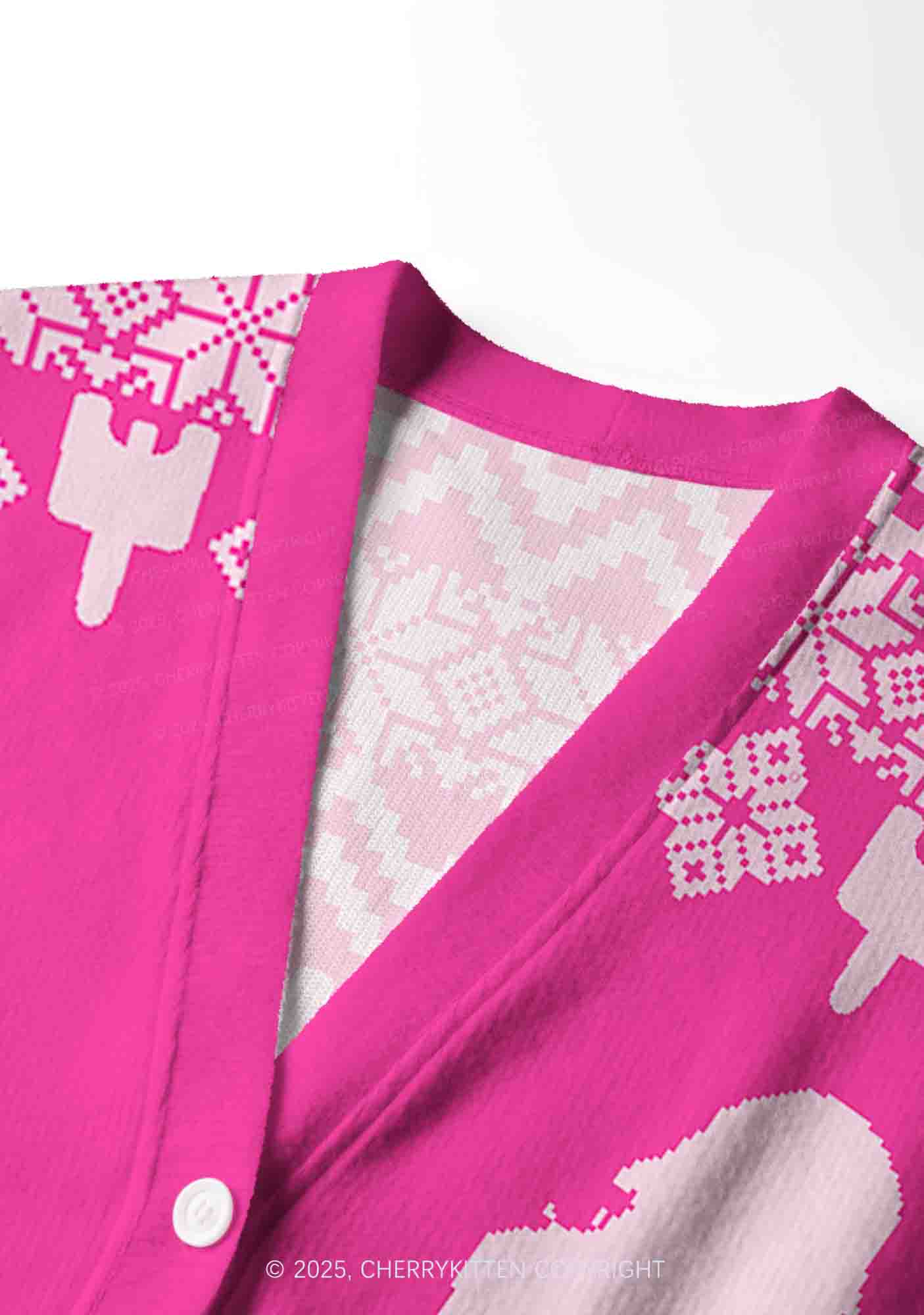 Hot Girls Carry Nxrcan Y2K Christmas Cardigan Knit Sweatshirt Cherrykitten - Image 5