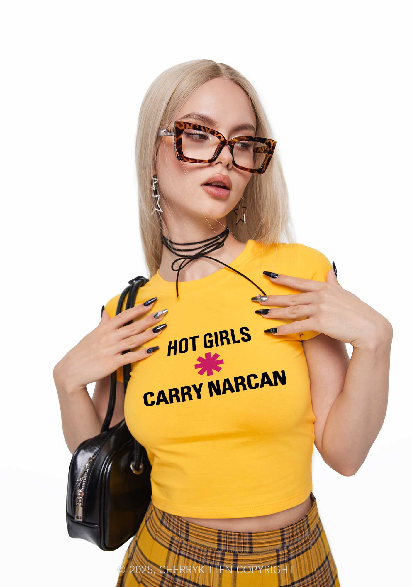 Hot Girls Carry Nxrcan Y2K Baby Tee Cherrykitten - Image 2