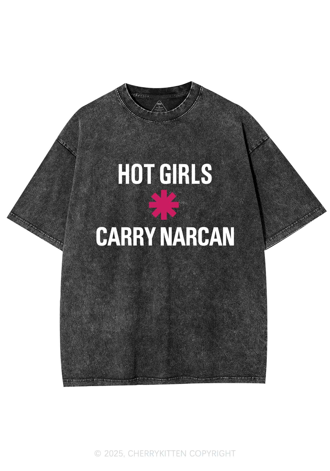 Hot Girls Carry Nxrcan Y2K Shirts Washed Tee Cherrykitten - Image 3