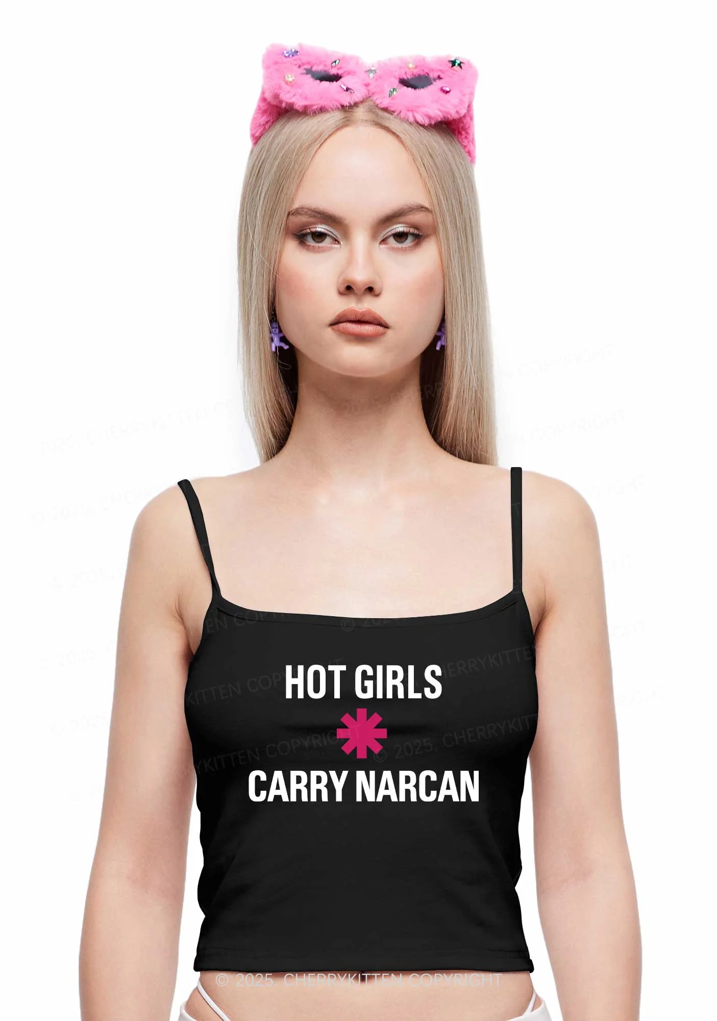 Hot Girls Carry Nxrcan Y2K Spaghetti Strap Cami Cherrykitten - Image 2