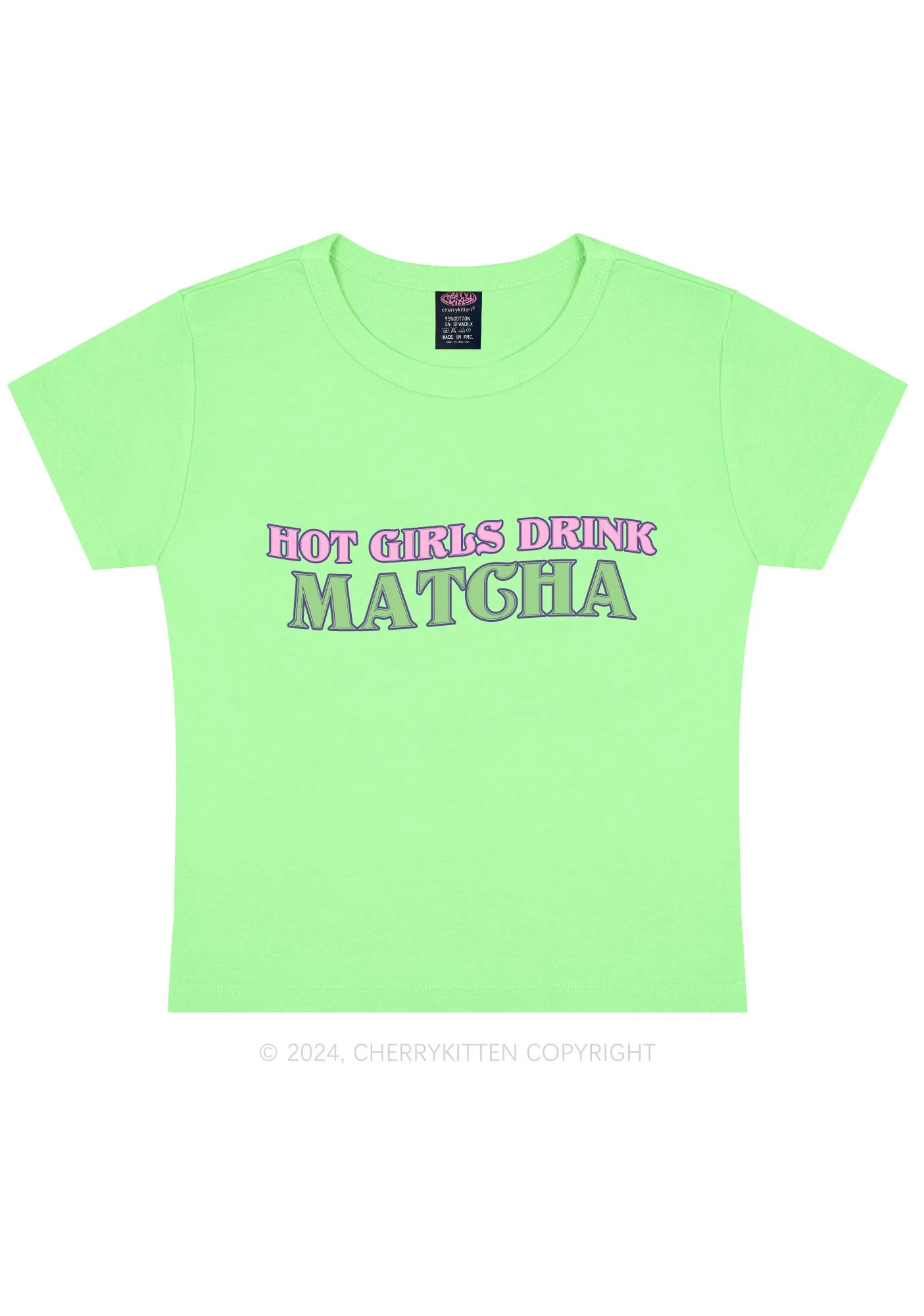 Hot Girls Drink Matcha Y2K Baby Tee Cherrykitten - Image 10