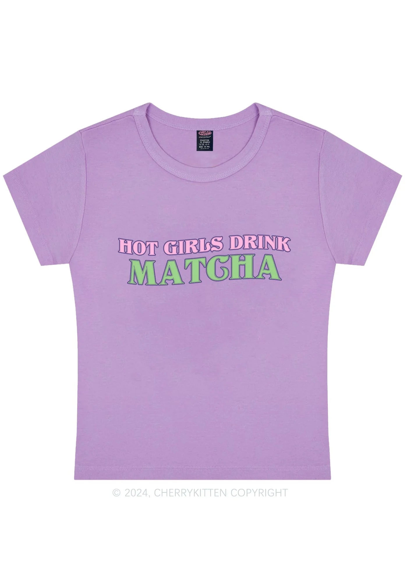 Hot Girls Drink Matcha Y2K Baby Tee Cherrykitten - Image 3