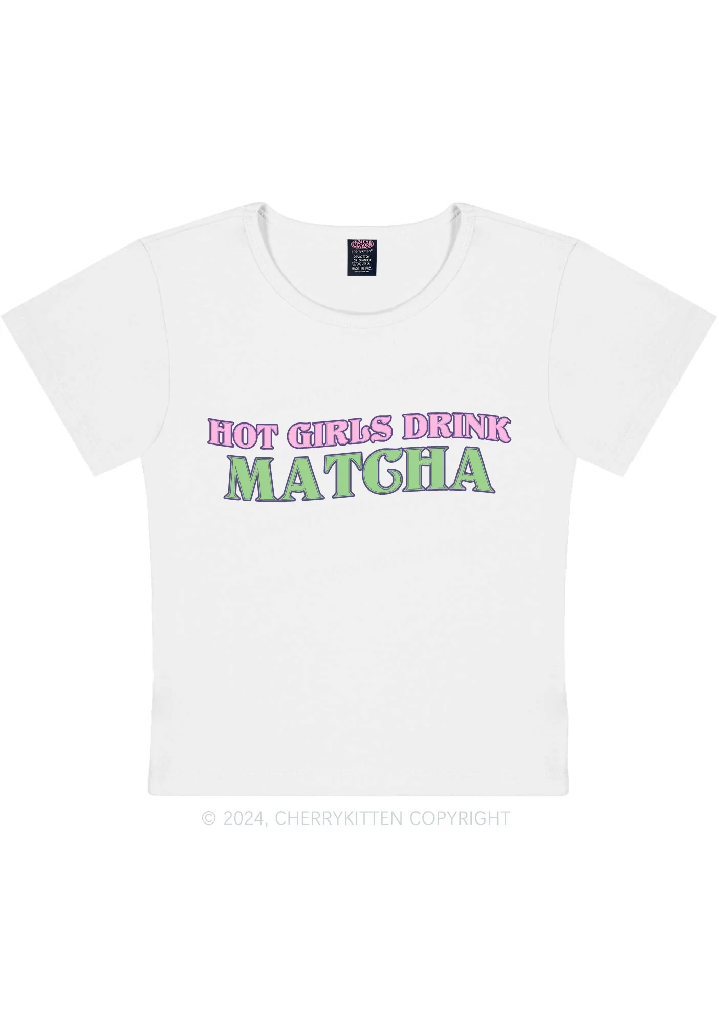 Hot Girls Drink Matcha Y2K Baby Tee Cherrykitten - Image 5
