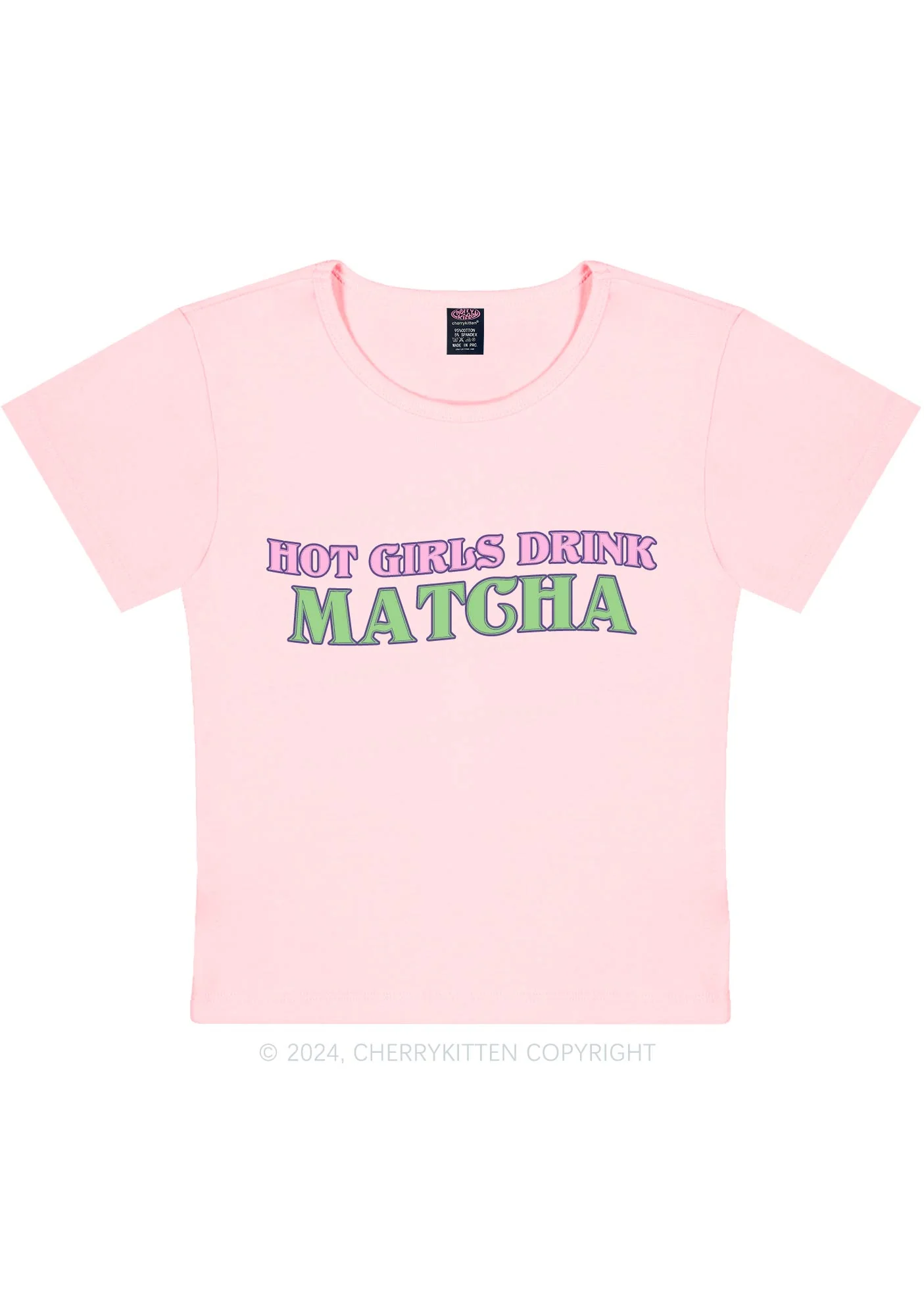 Hot Girls Drink Matcha Y2K Baby Tee Cherrykitten - Image 6