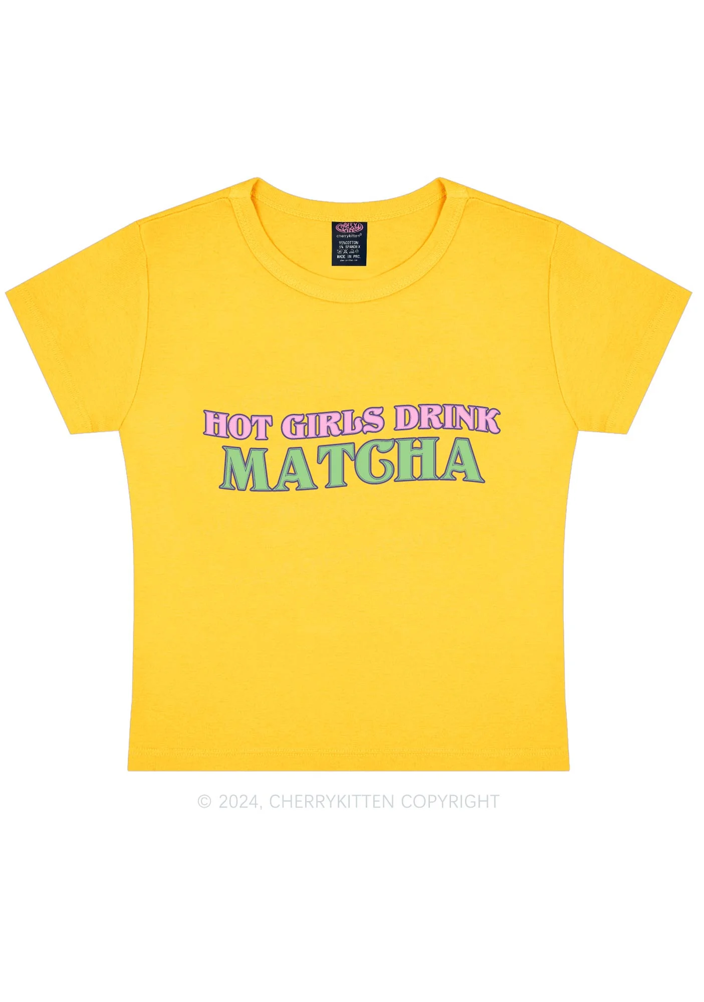 Hot Girls Drink Matcha Y2K Baby Tee Cherrykitten - Image 7