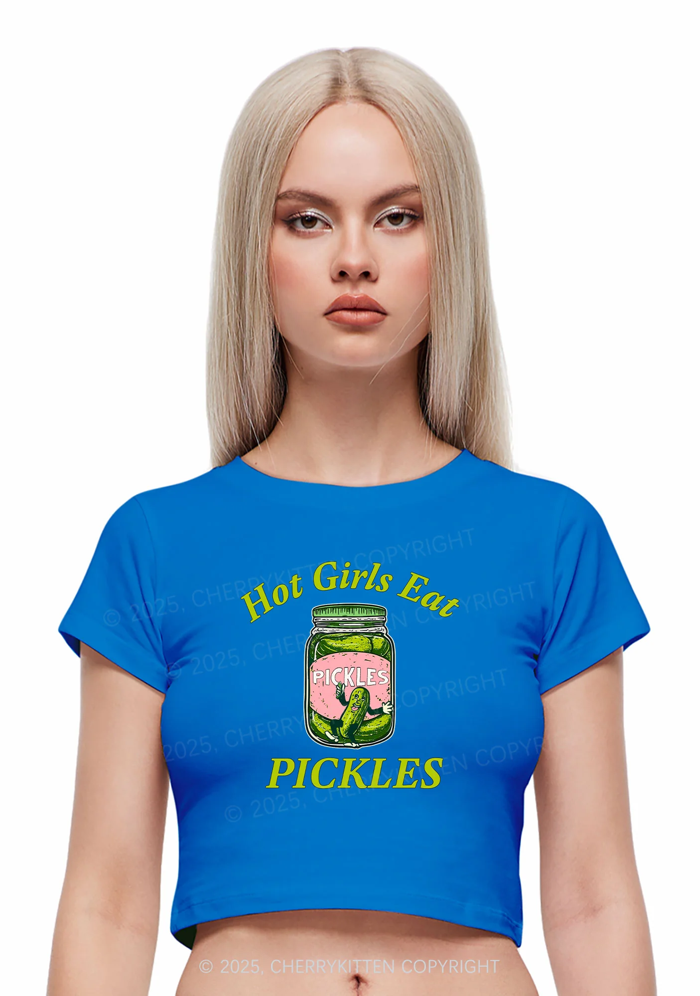 Hot Girls Eat Pickles Y2K Baby Tee Cherrykitten - Image 2