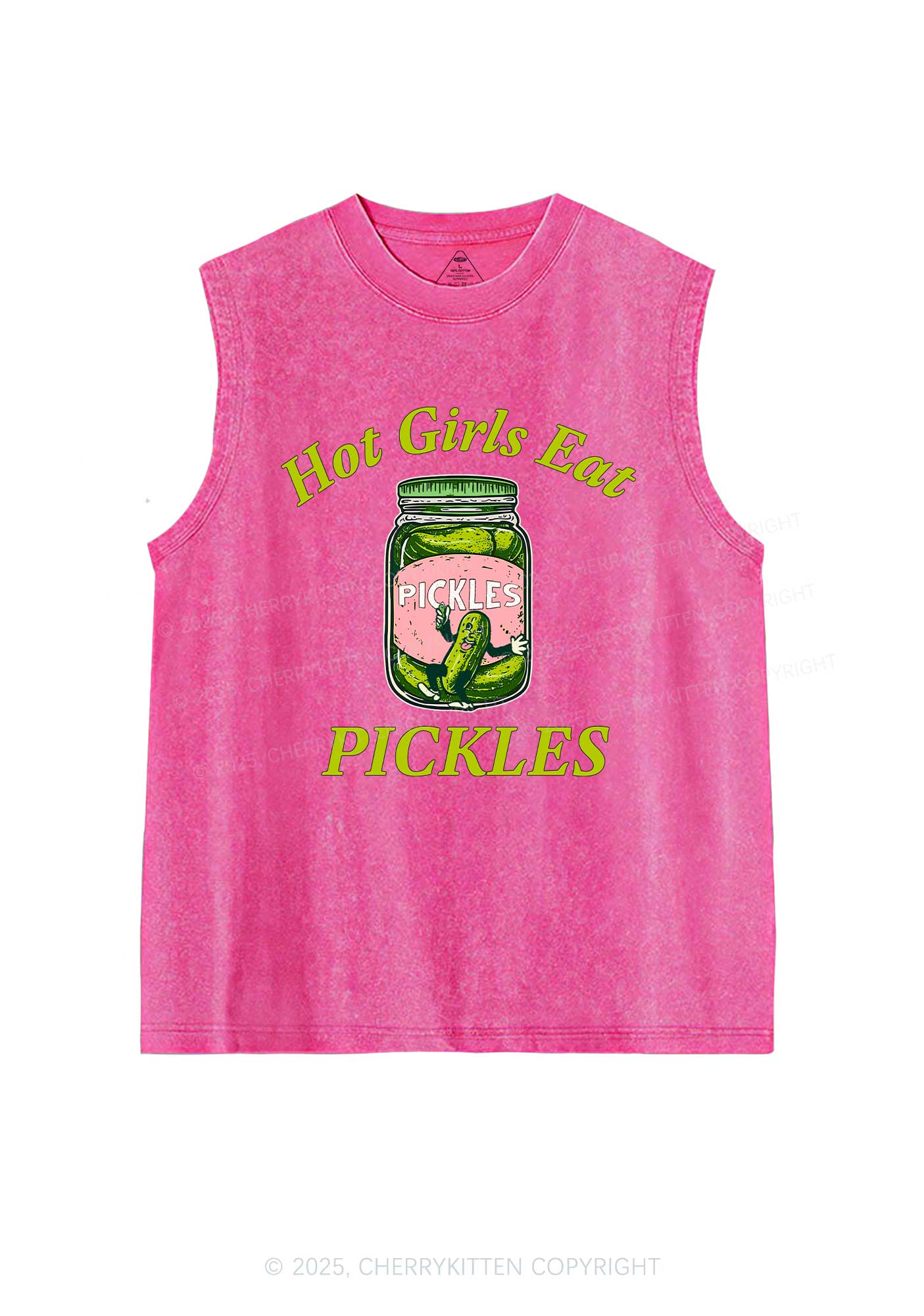 Hot Girls Eat Pickles Y2K Washed Muscle Tank Cherrykitten - Image 3