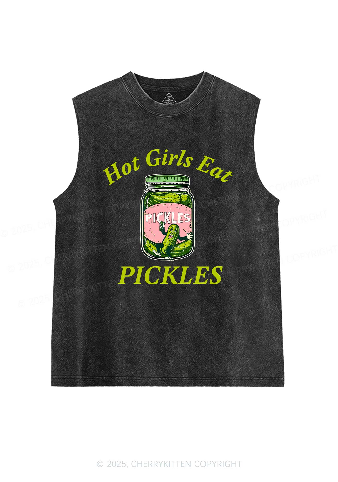 Hot Girls Eat Pickles Y2K Washed Muscle Tank Cherrykitten - Image 4
