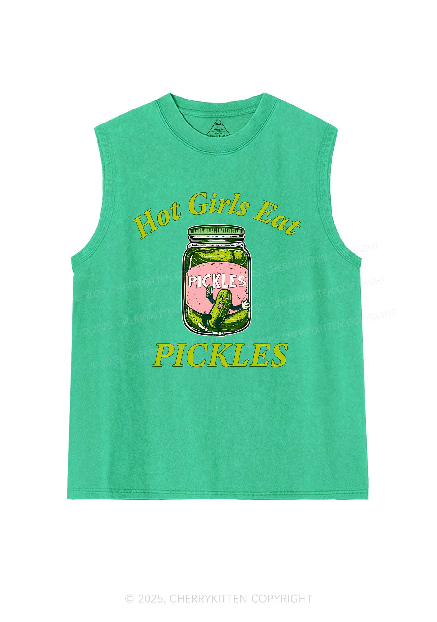 Hot Girls Eat Pickles Y2K Washed Muscle Tank Cherrykitten - Image 5