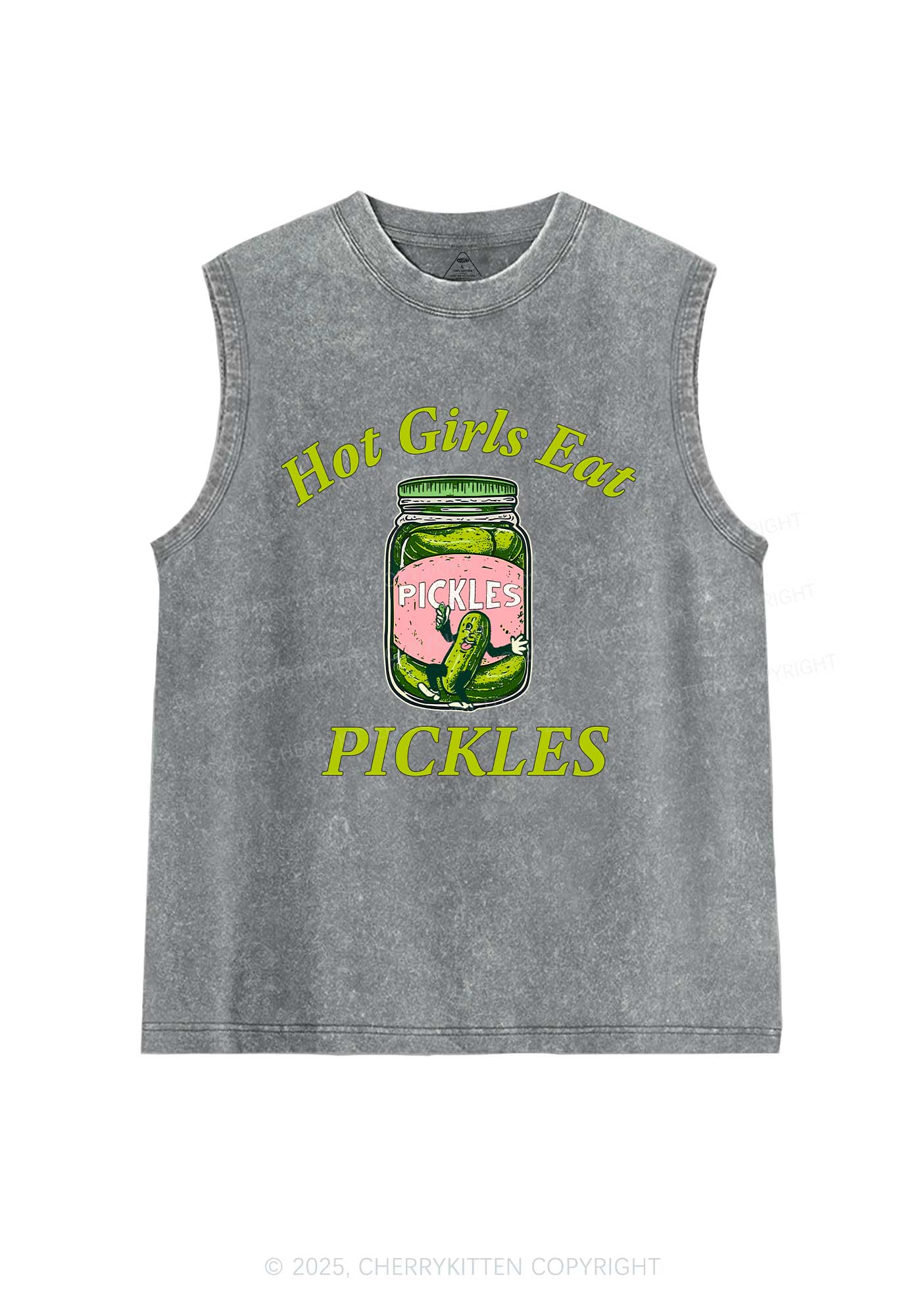 Hot Girls Eat Pickles Y2K Washed Muscle Tank Cherrykitten - Image 6