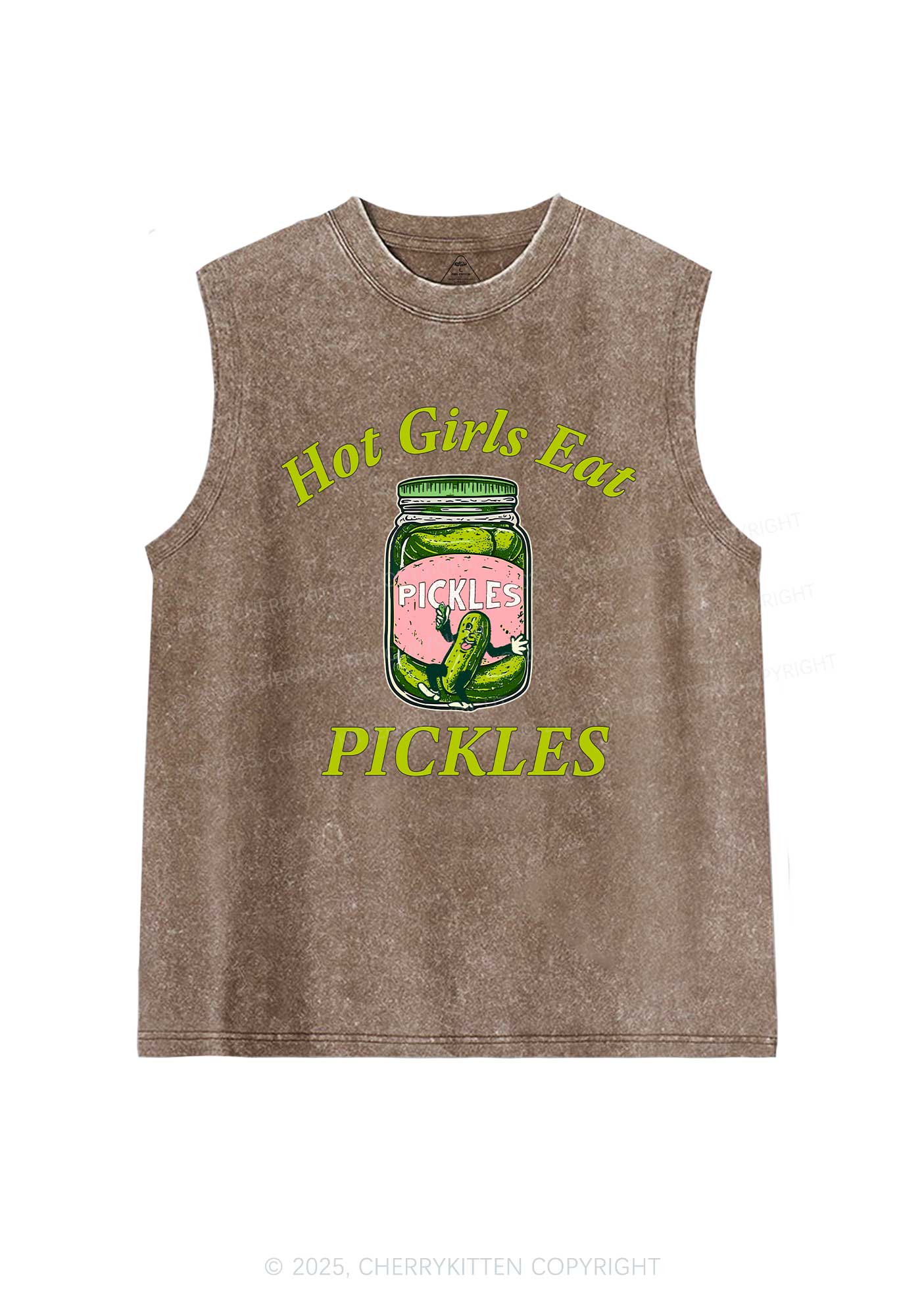 Hot Girls Eat Pickles Y2K Washed Muscle Tank Cherrykitten - Image 7