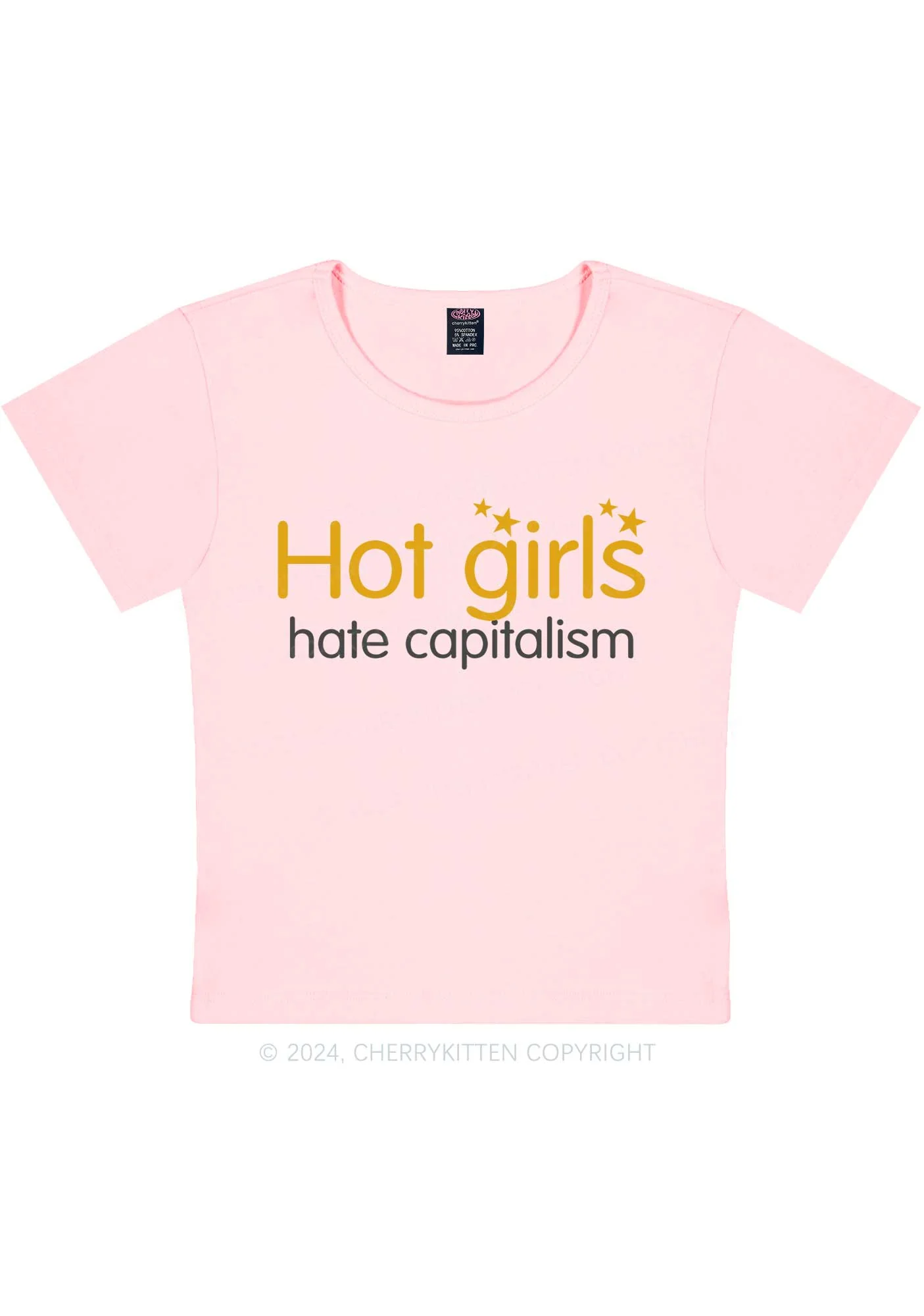 Hot Girls Hate Capitalism Y2K Baby Tee Cherrykitten - Image 11