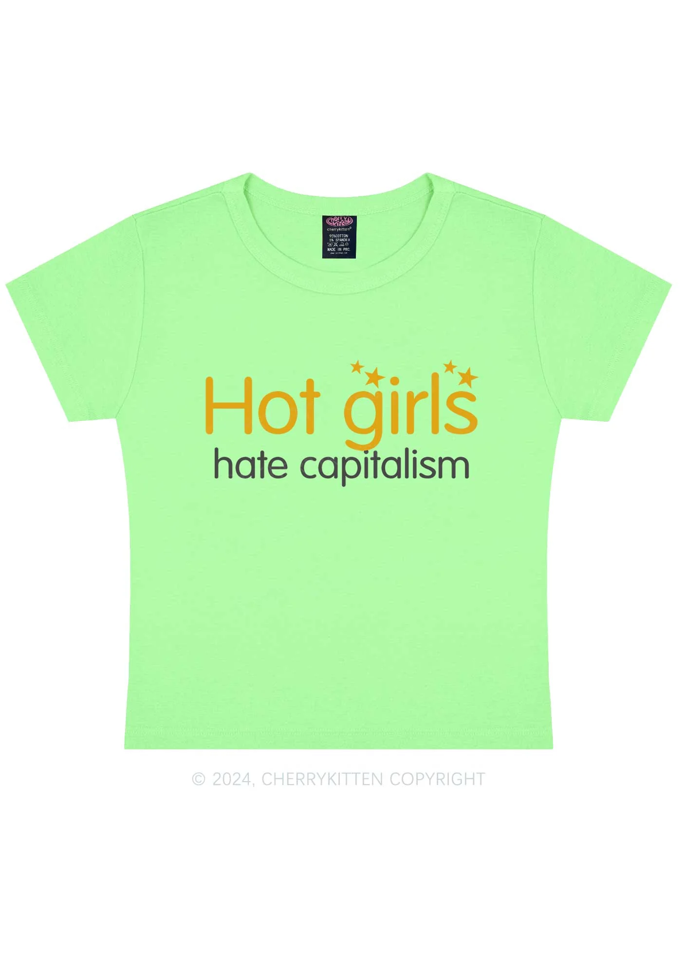 Hot Girls Hate Capitalism Y2K Baby Tee Cherrykitten - Image 12