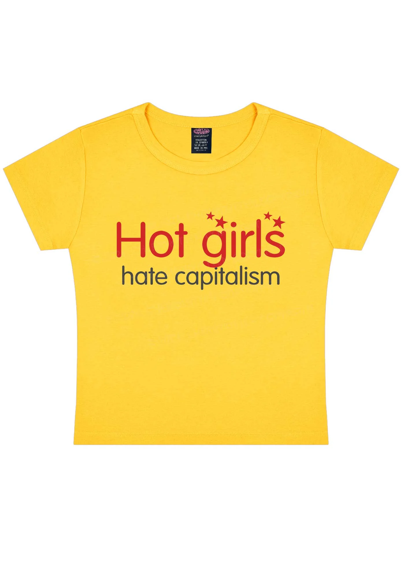 Hot Girls Hate Capitalism Y2K Baby Tee Cherrykitten - Image 5