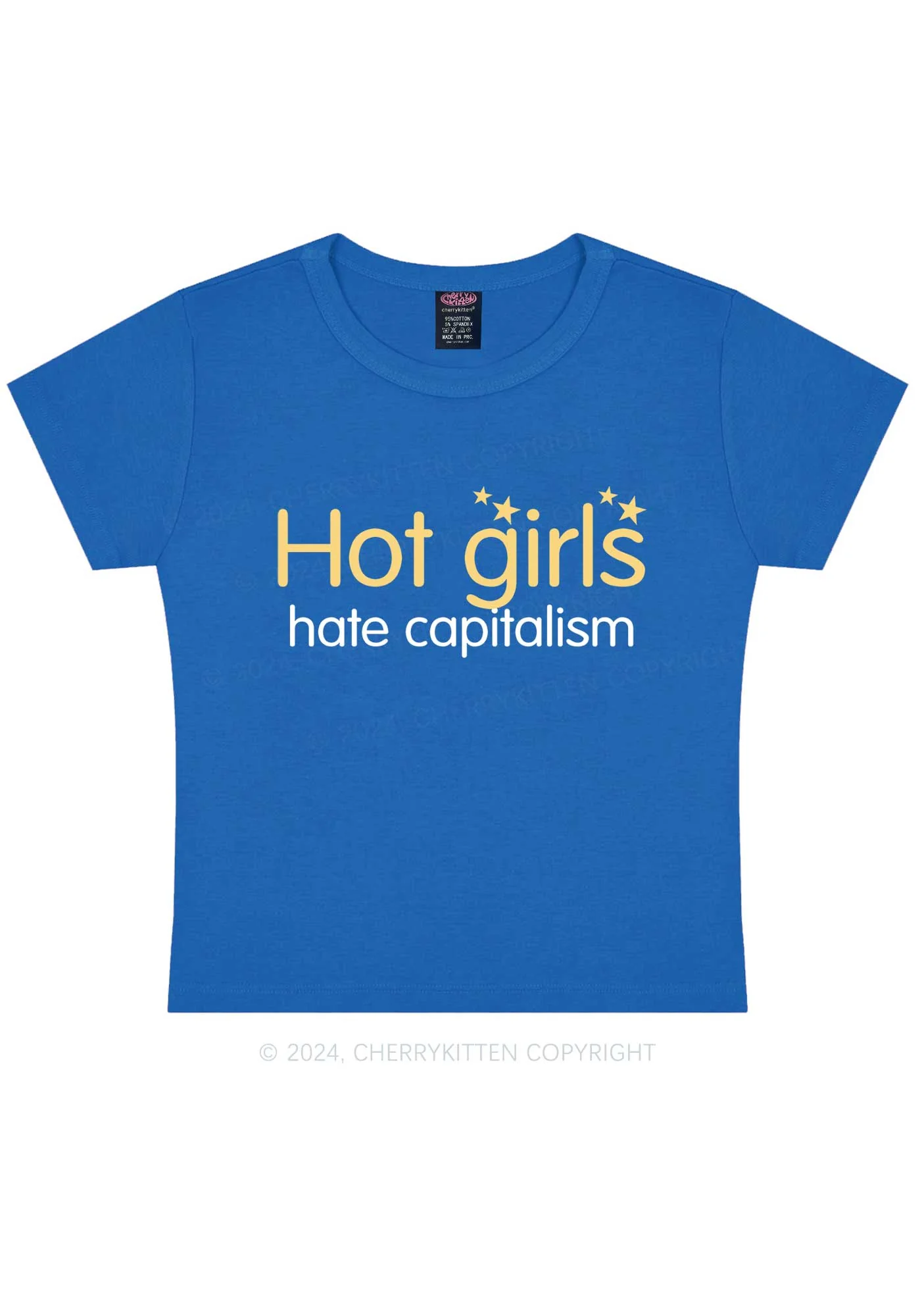 Hot Girls Hate Capitalism Y2K Baby Tee Cherrykitten - Image 9