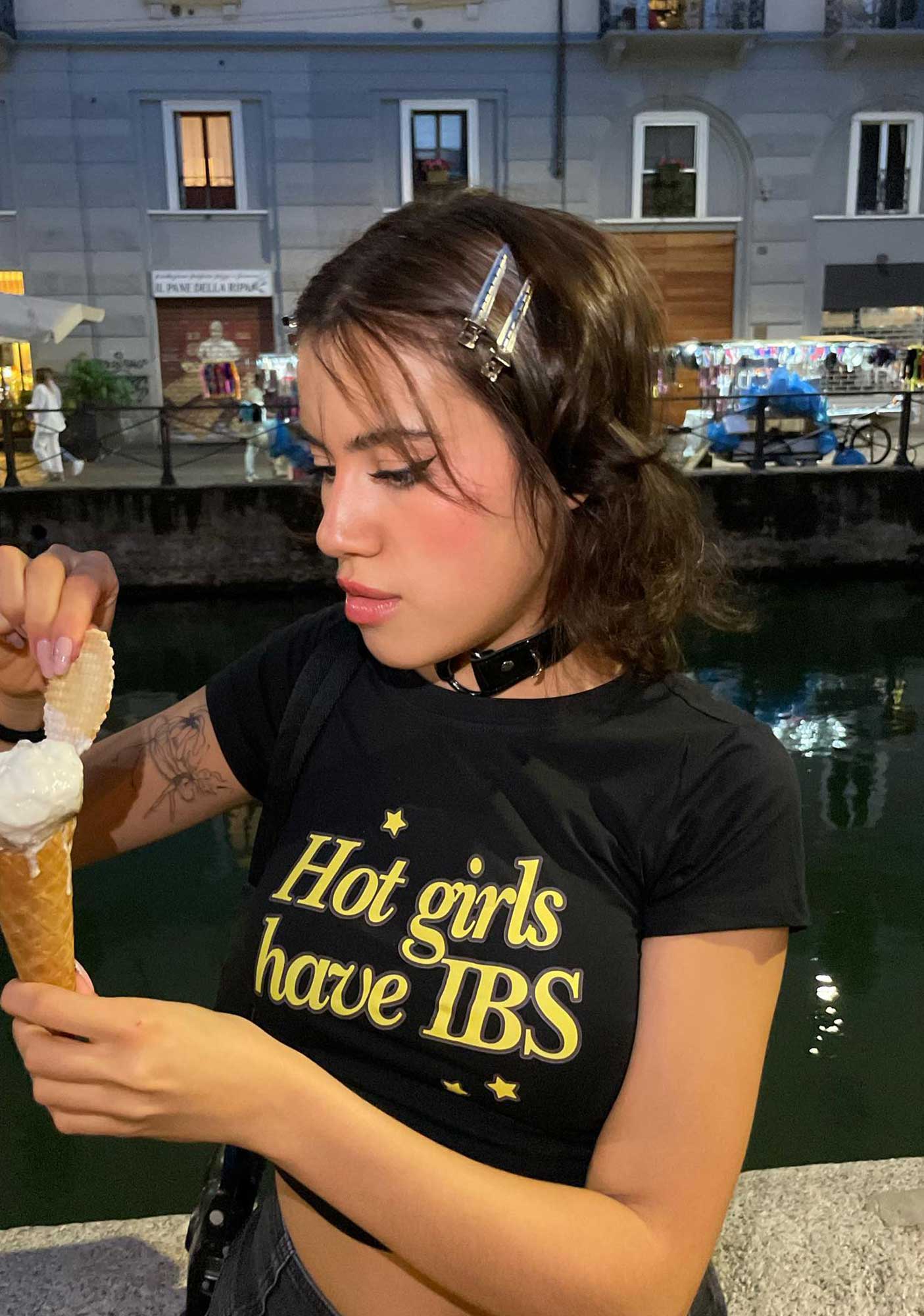Hot Girls Have IBS Y2K Baby Tee - Image 2