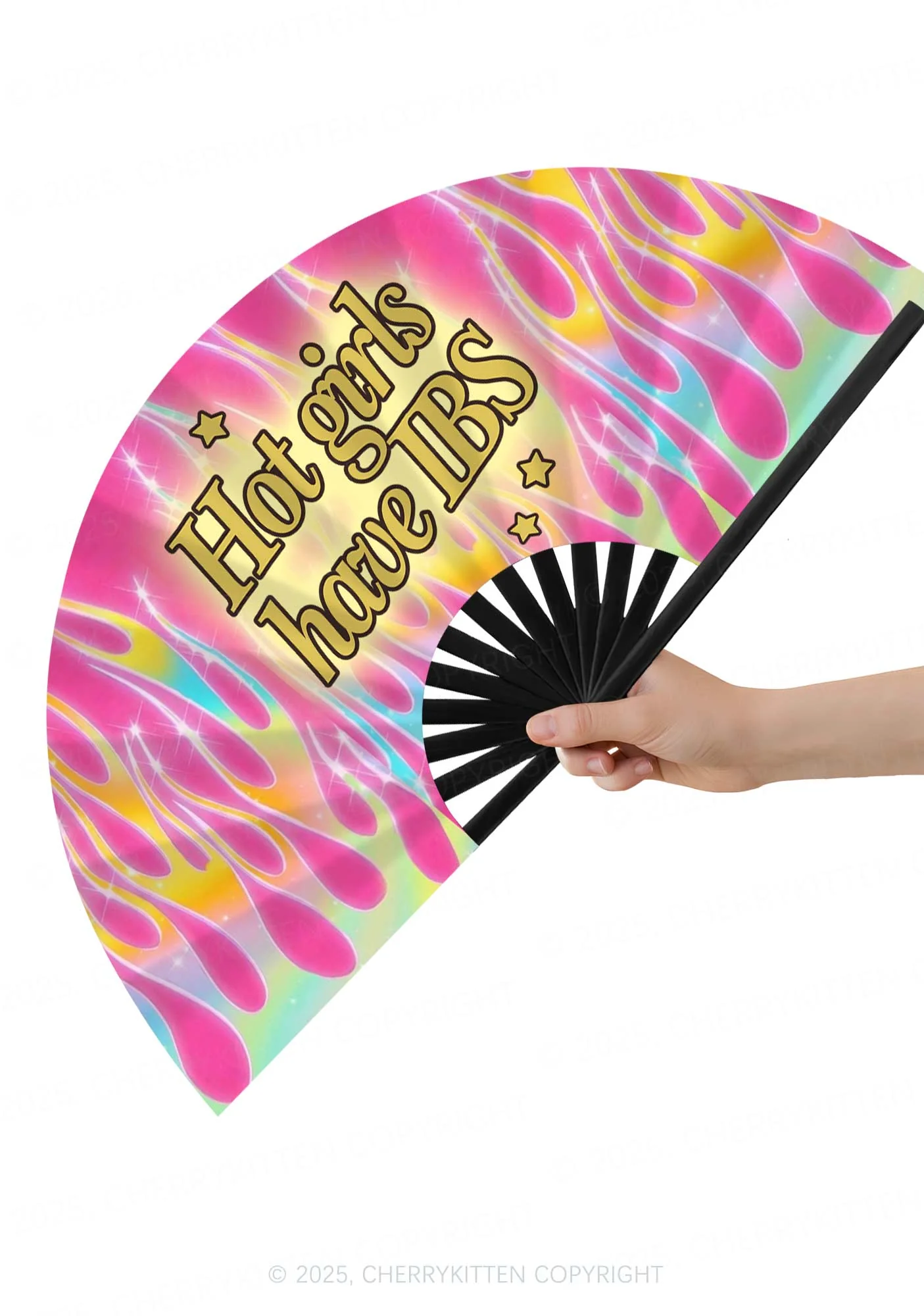 Hot Girls Have IBS Y2K Rave Hand Fan Cherrykitten - Image 2