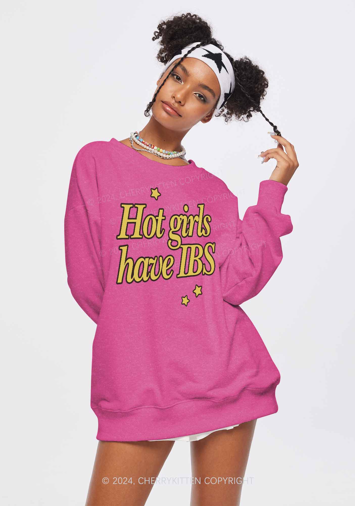 Hot Girls Have IBS Y2K Washed Sweatshirts Cherrykitten - Image 2