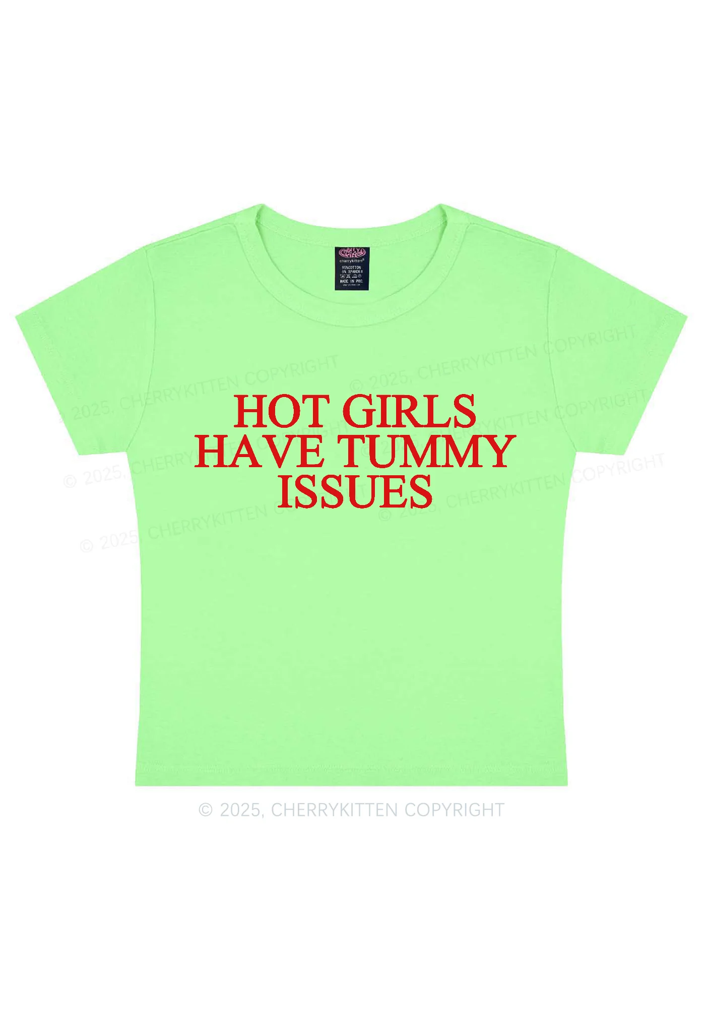 Hot Girls Have Tummy Issues Y2K Baby Tee Cherrykitten - Image 11