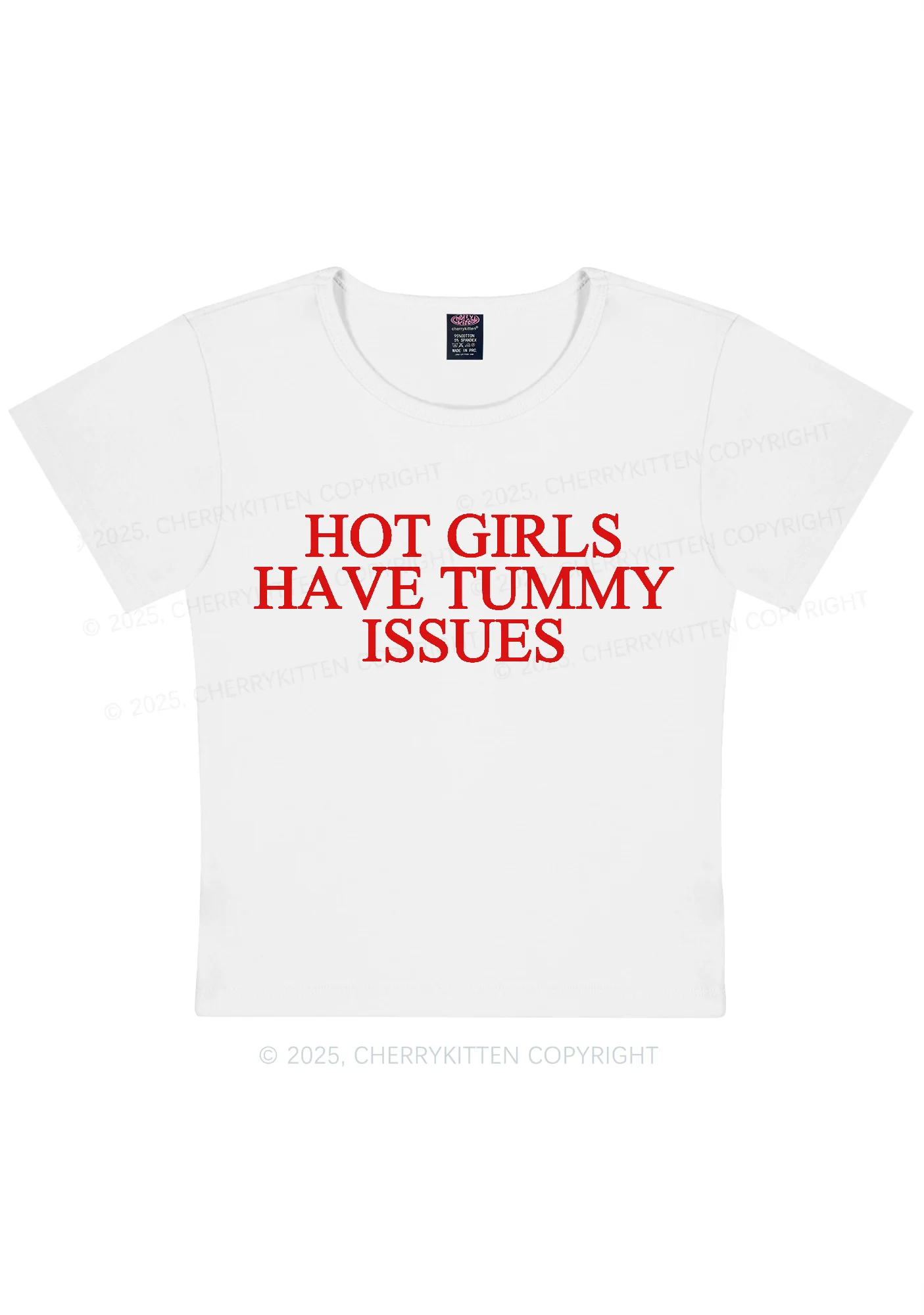 Hot Girls Have Tummy Issues Y2K Baby Tee Cherrykitten - Image 5