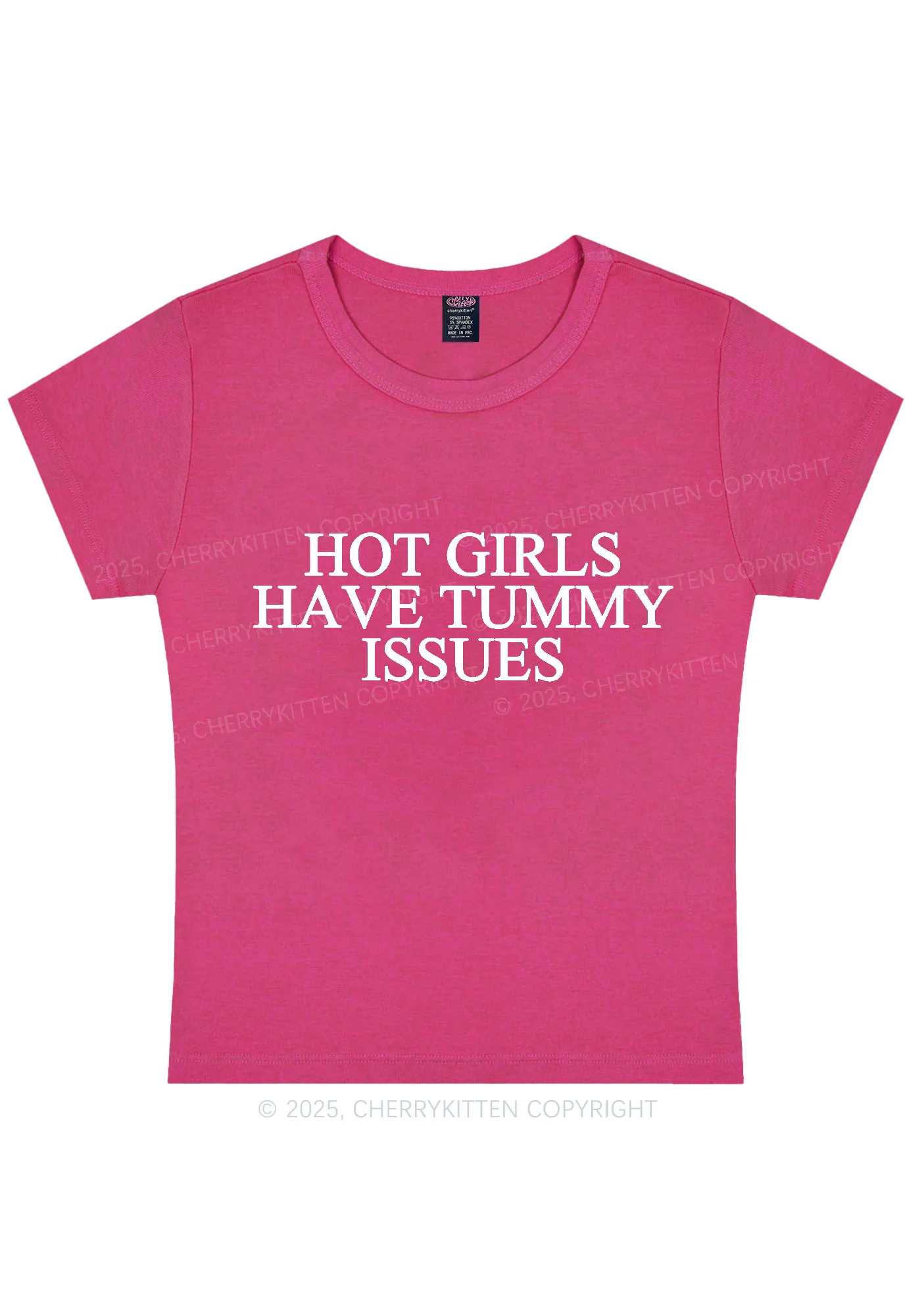 Hot Girls Have Tummy Issues Y2K Baby Tee Cherrykitten - Image 6