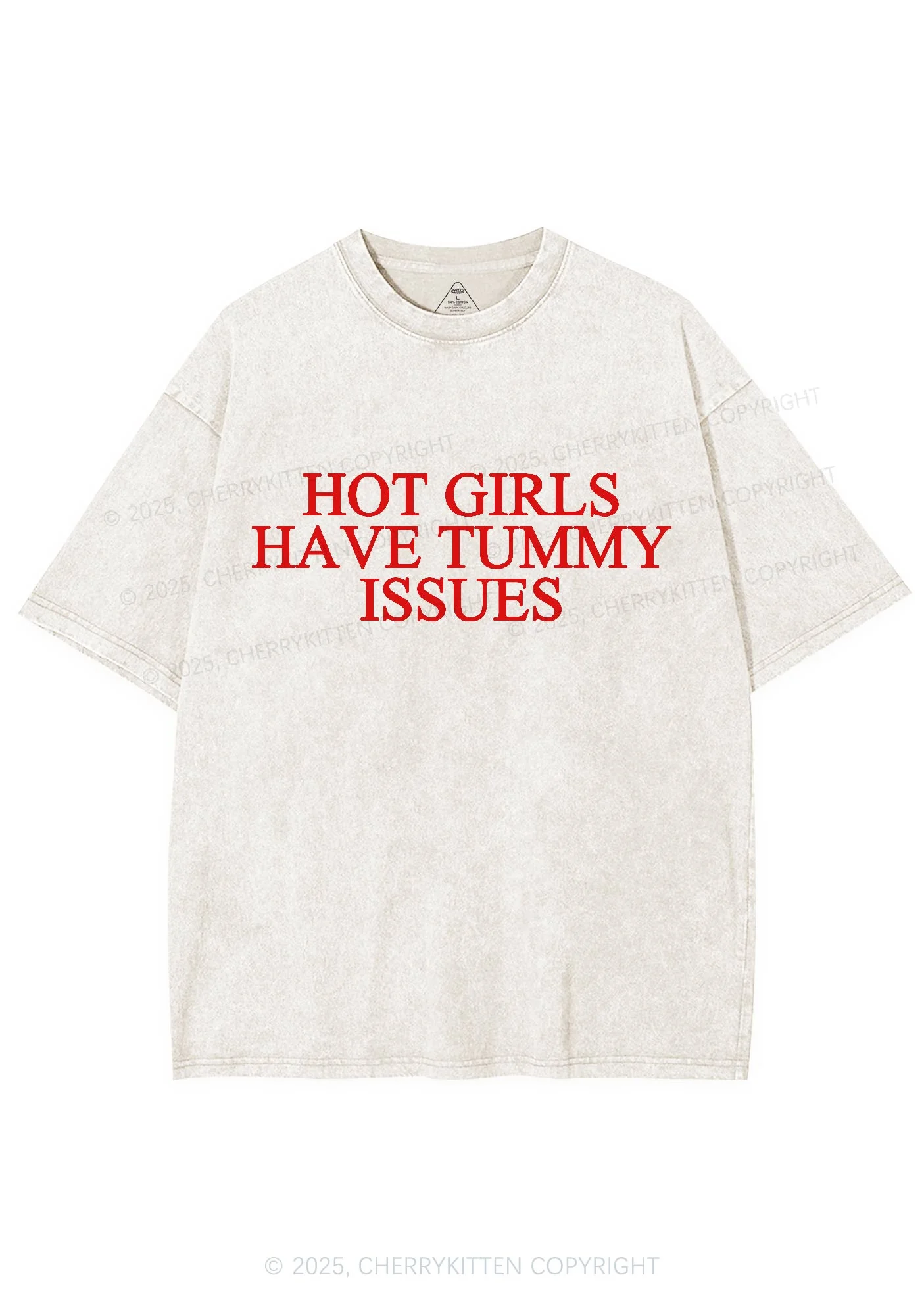 Hot Girls Have Tummy Issues Y2K Washed Tee Cherrykitten - Image 4