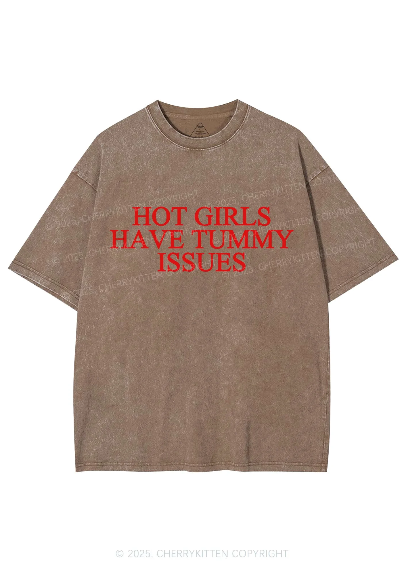 Hot Girls Have Tummy Issues Y2K Washed Tee Cherrykitten - Image 6