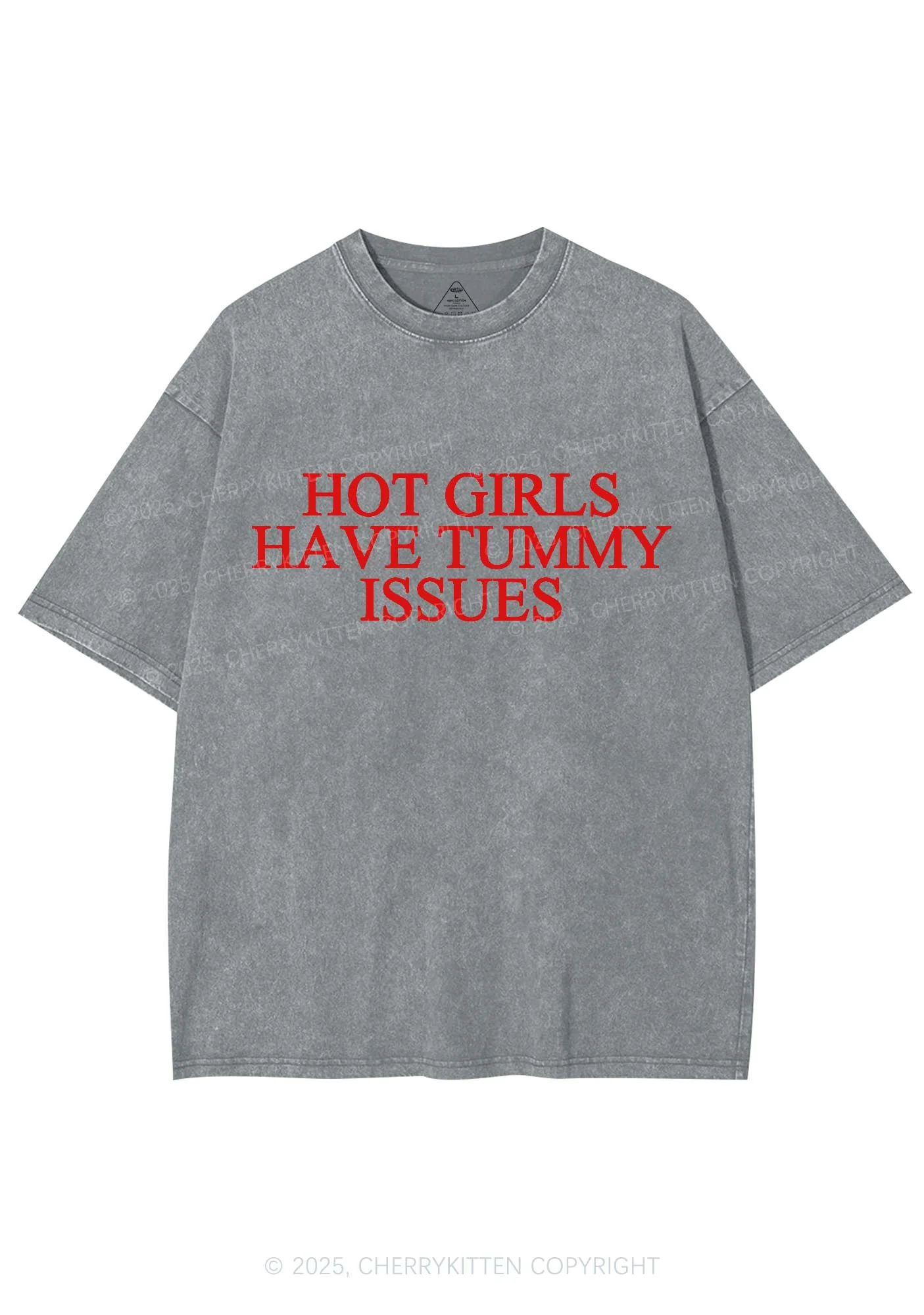 Hot Girls Have Tummy Issues Y2K Washed Tee Cherrykitten - Image 7