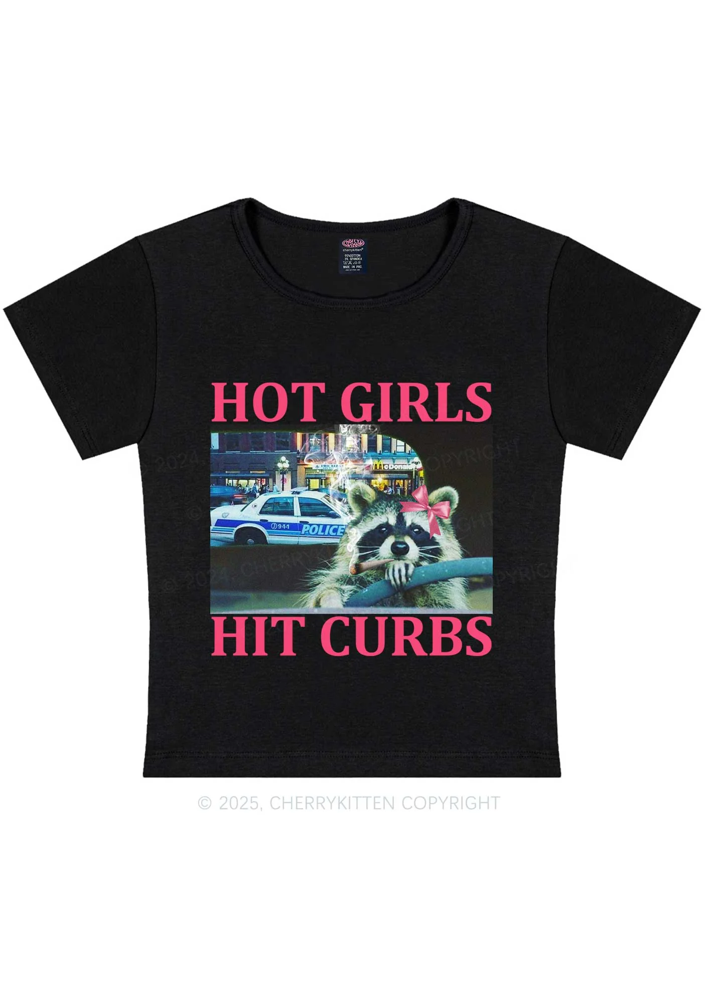 Hot Girls Hit Curbs Y2K Baby Tee Cherrykitten - Image 3