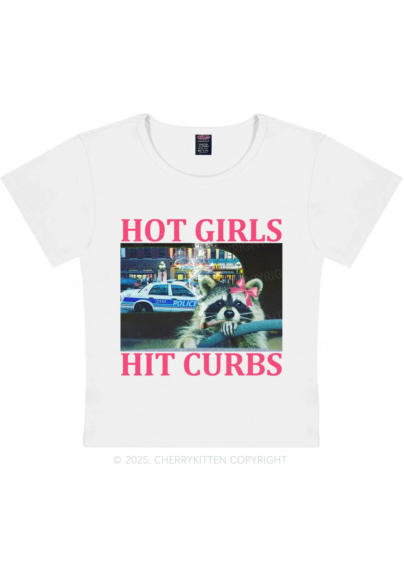 Hot Girls Hit Curbs Y2K Baby Tee Cherrykitten - Image 4
