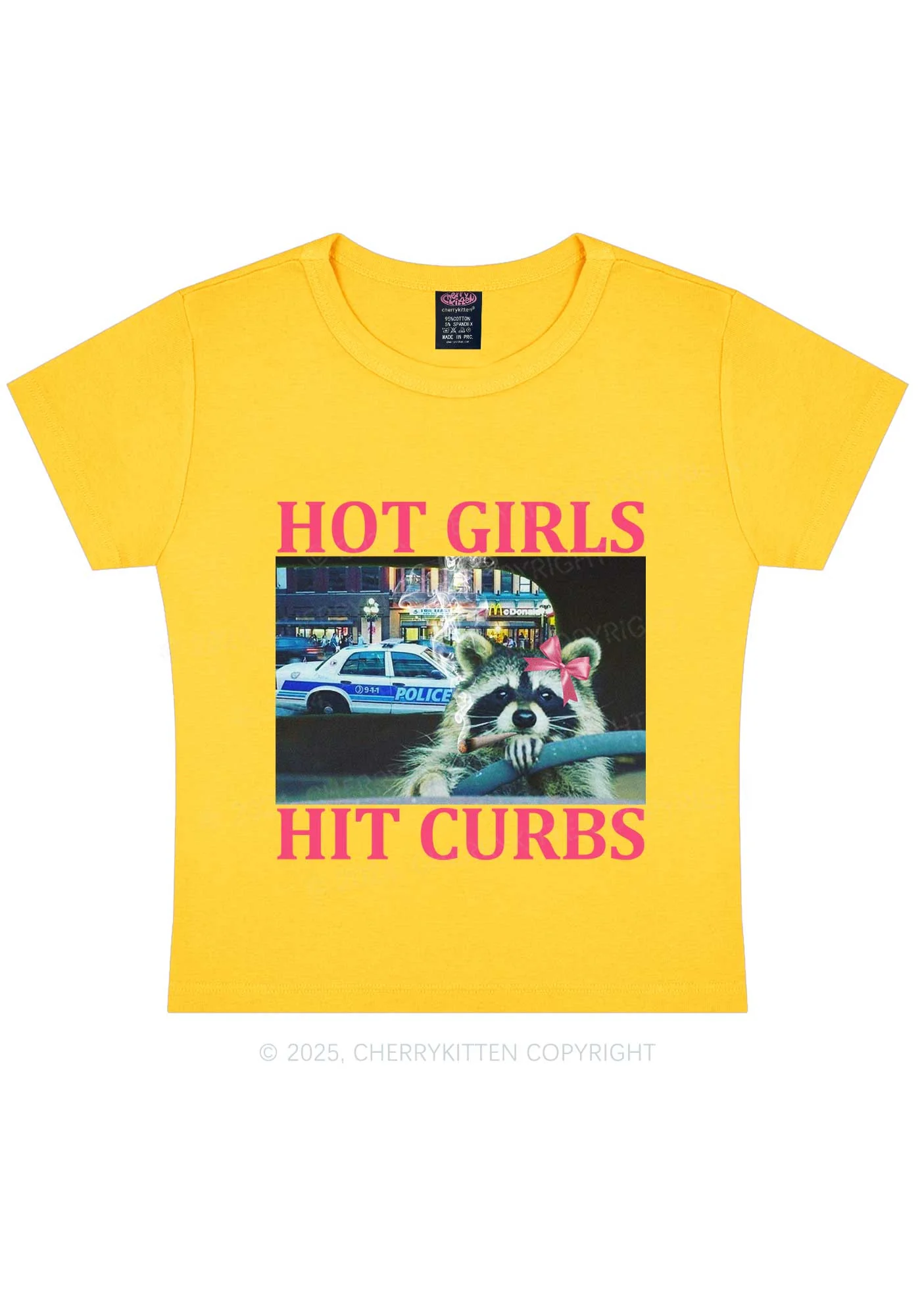 Hot Girls Hit Curbs Y2K Baby Tee Cherrykitten - Image 5