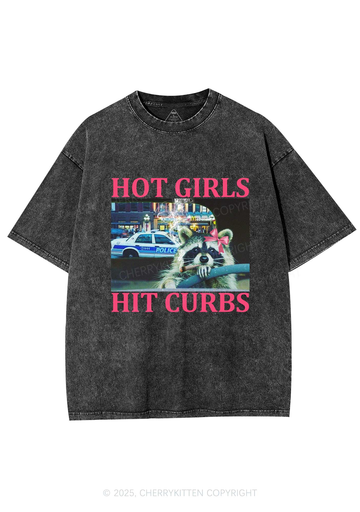 Hot Girls Hit Curbs Y2K Washed Tee Cherrykitten - Image 3