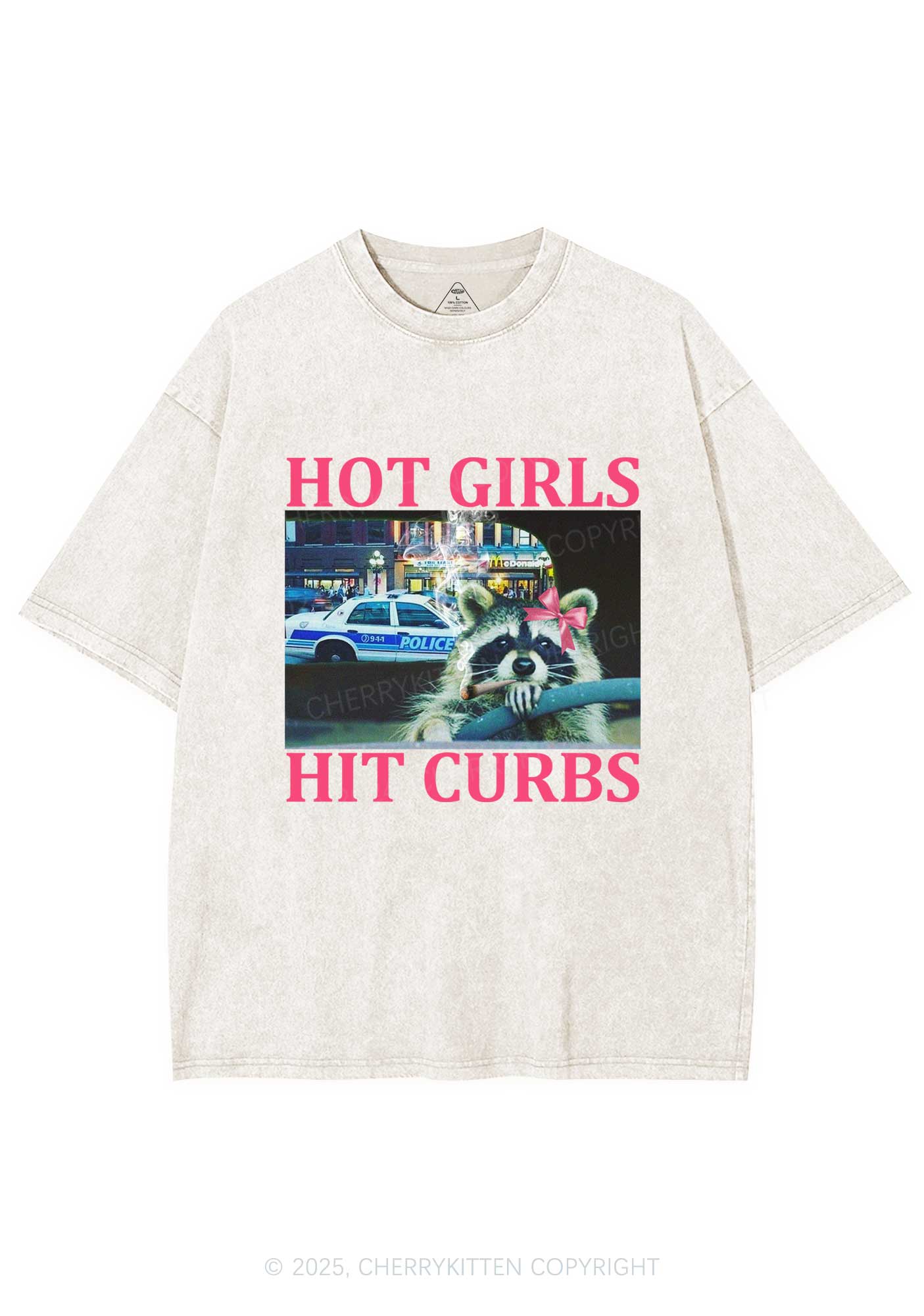 Hot Girls Hit Curbs Y2K Washed Tee Cherrykitten - Image 4